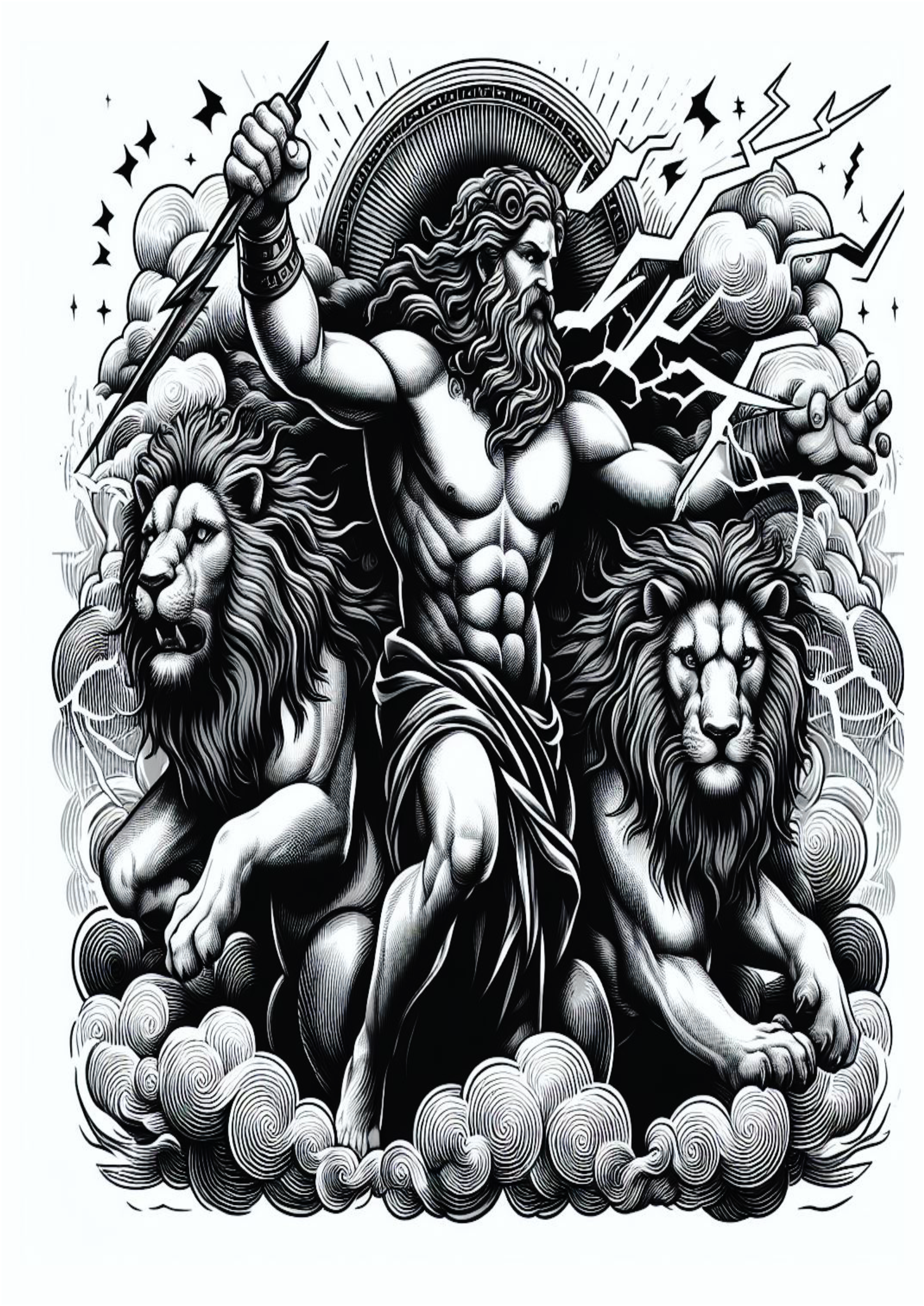 Desenho artístico para tatuagem free download deuses gregos png Zeus arte conceitual mitologia grega leões e raios