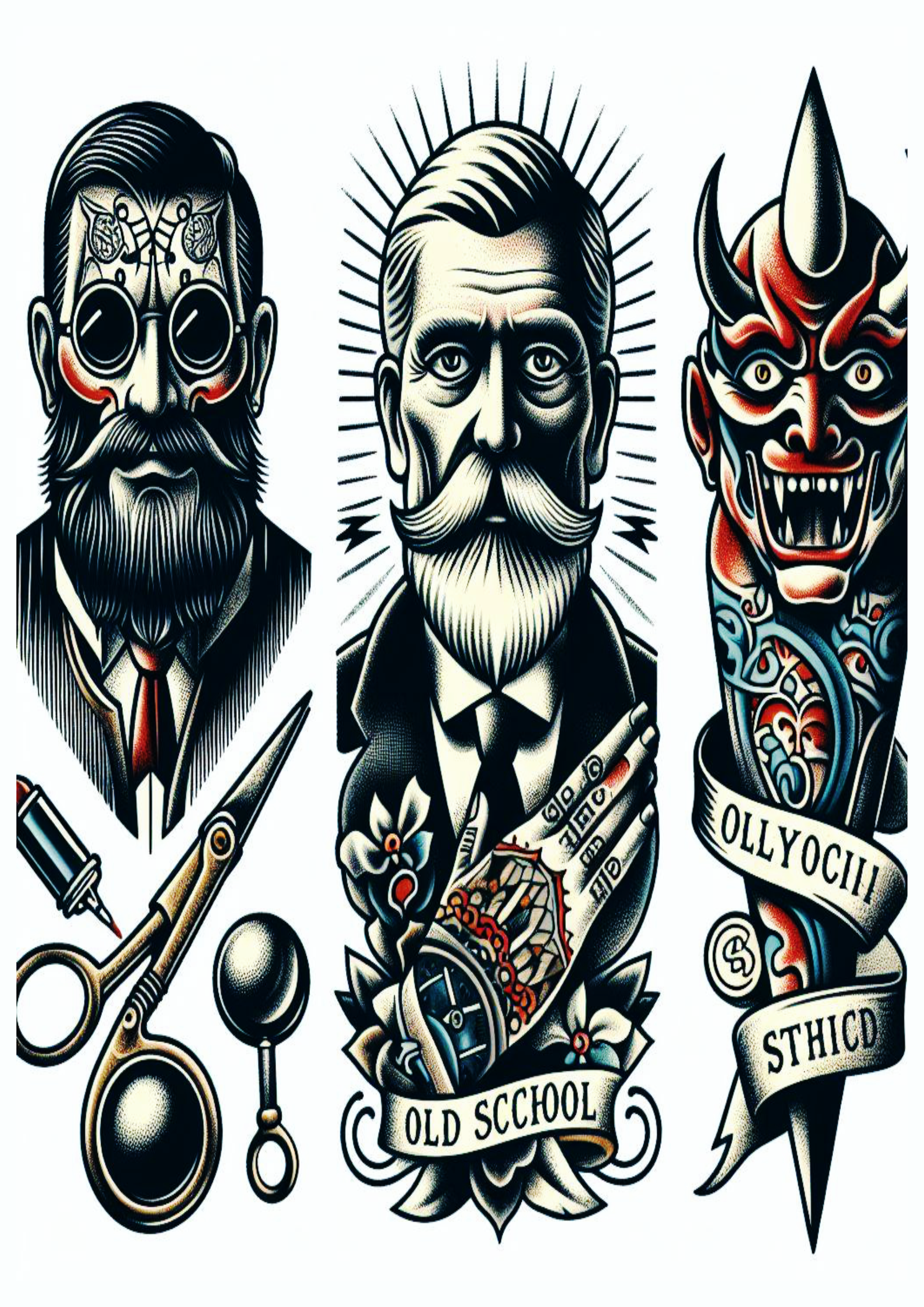 Pacote de imagens ideias para tatuagem png colorido arte conceitual grátis variadas caveiras skull artista moderno