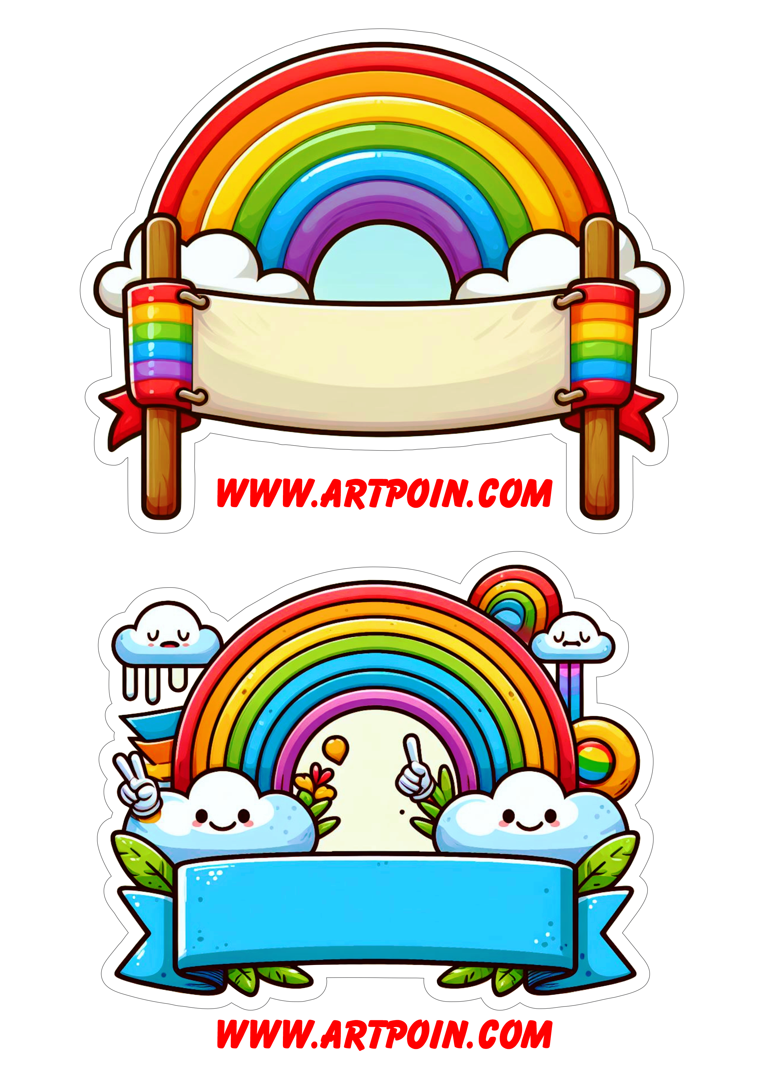 Chuva de amor topo de bolo para festa de aniversário decoração nuvem arco-íris png