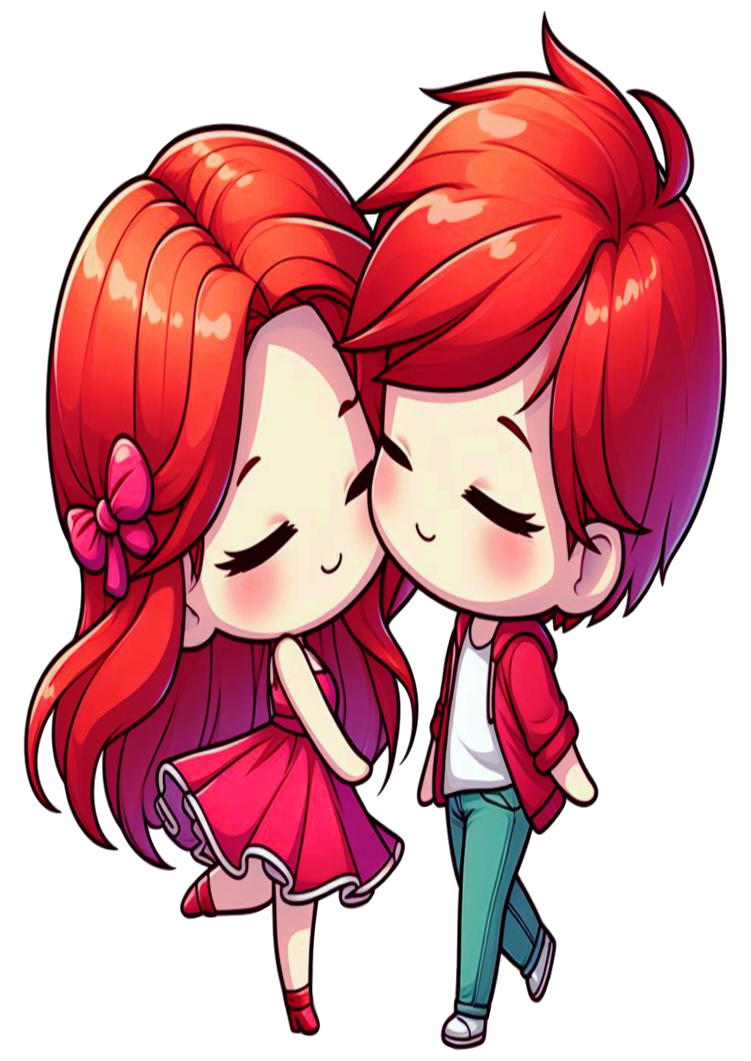 Desenho simples casal de namorados ruivos png