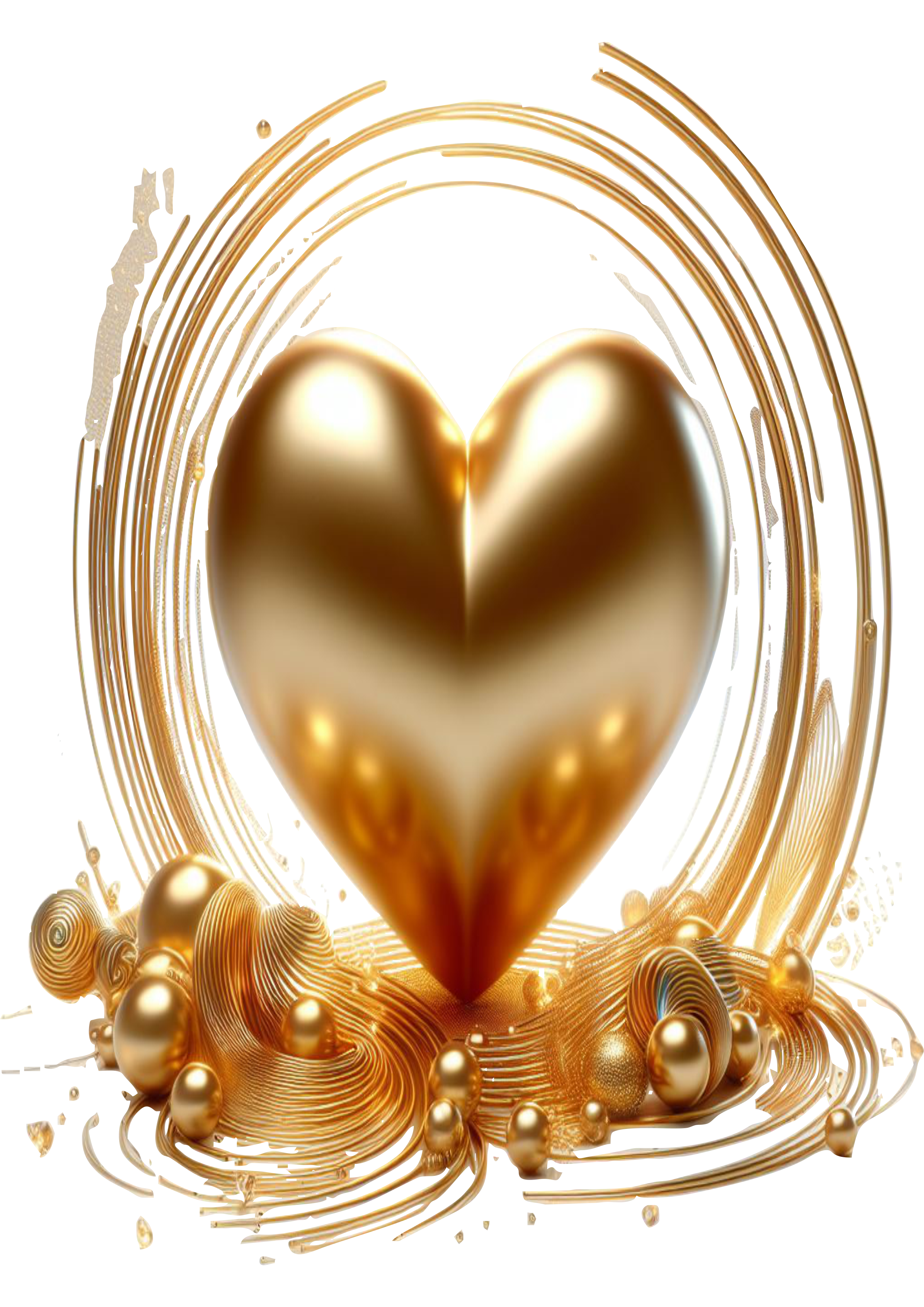 Coração dourado png joia golden heart