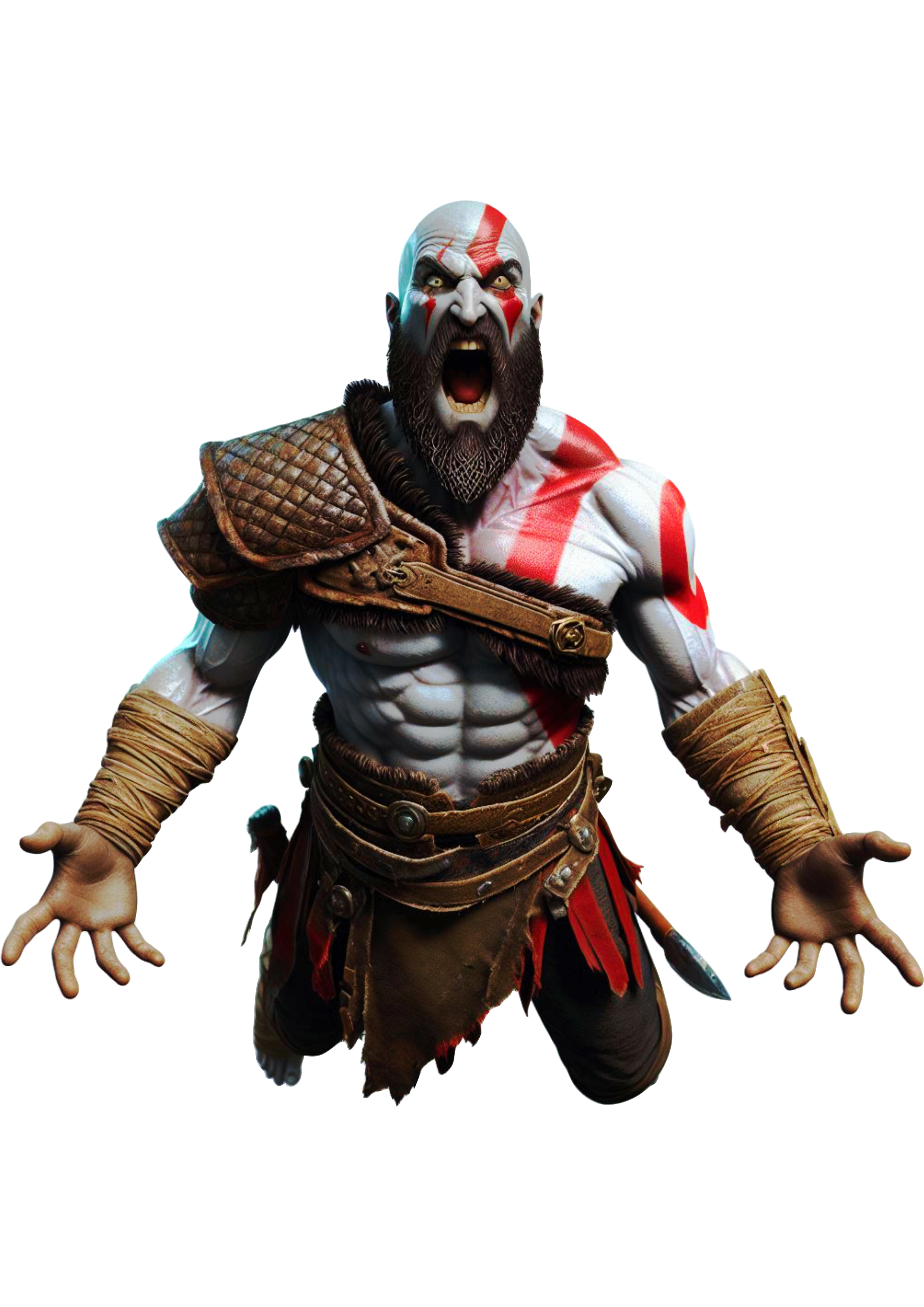 God of war png Kratos gritando novo game personagem fictício Sony playstation hack and slash