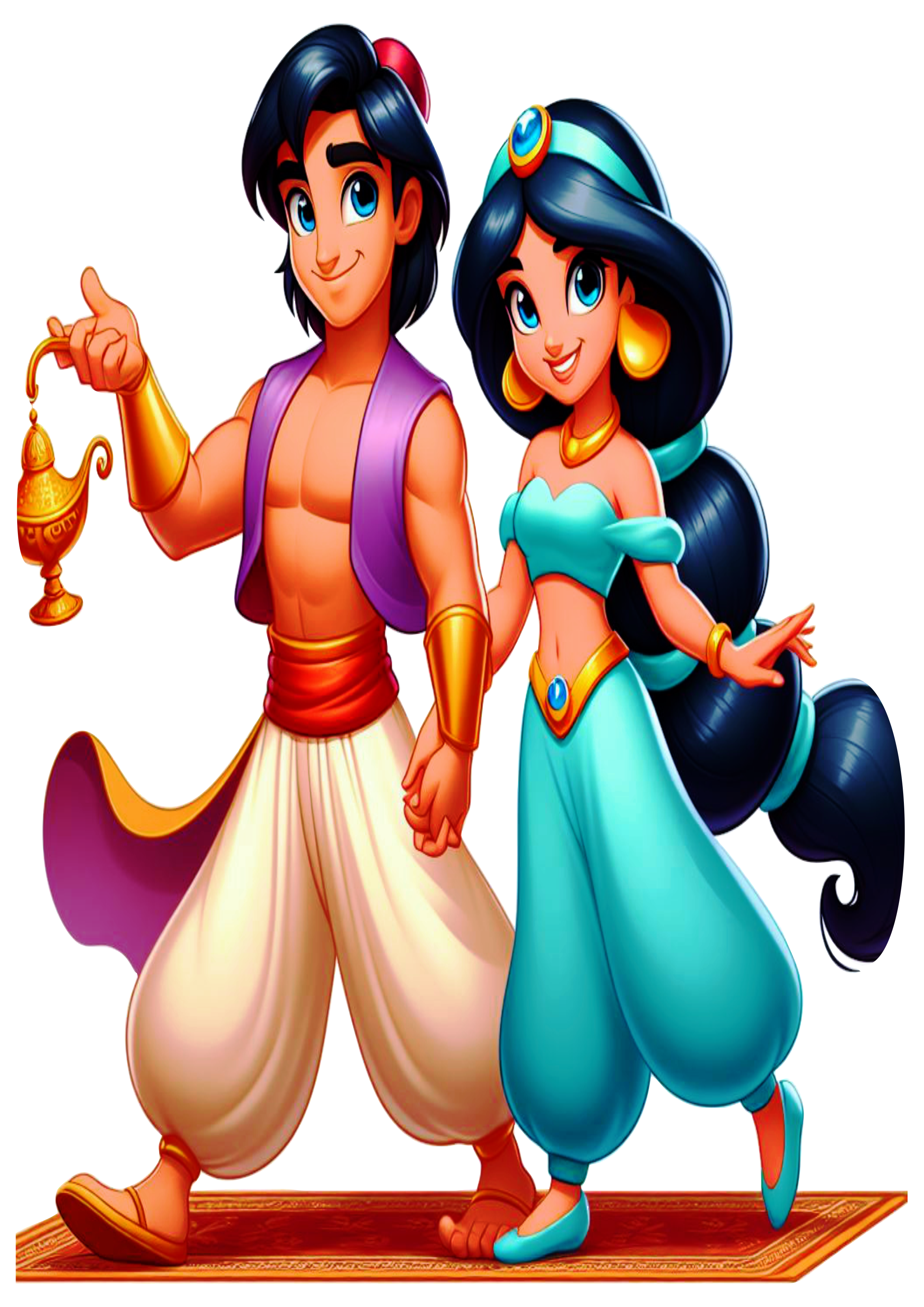 Princesa Jasmine e Aladdin desenho infantil png