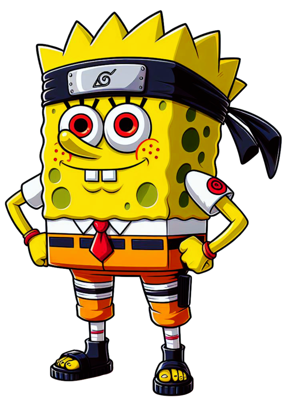 Desenhos engraçados Bob esponja com bandana do naruto png otaku nerd