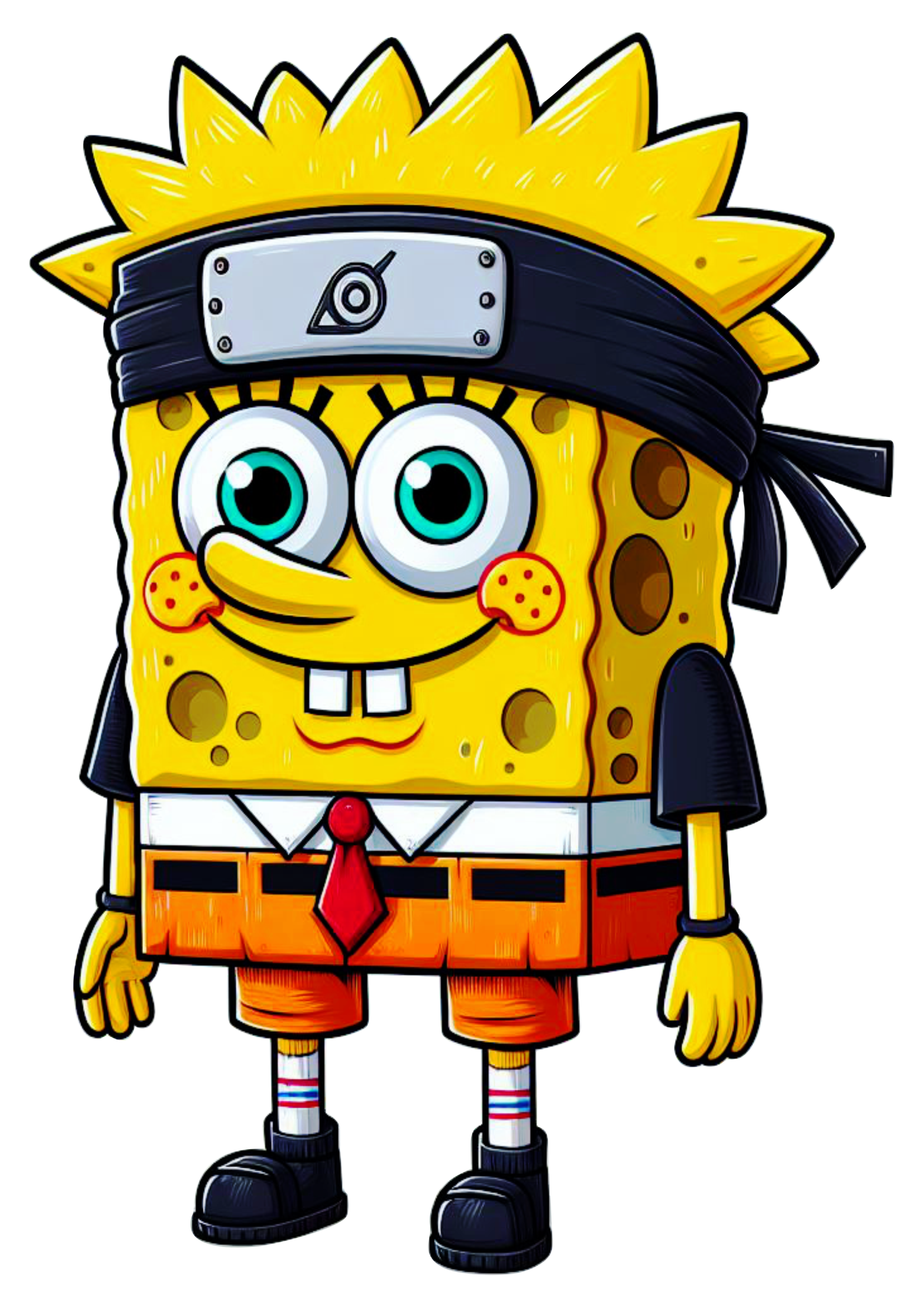 Bob esponja calça quadrada com bandana do naruto desenho engraçado otaku png anime cartoon animação free download