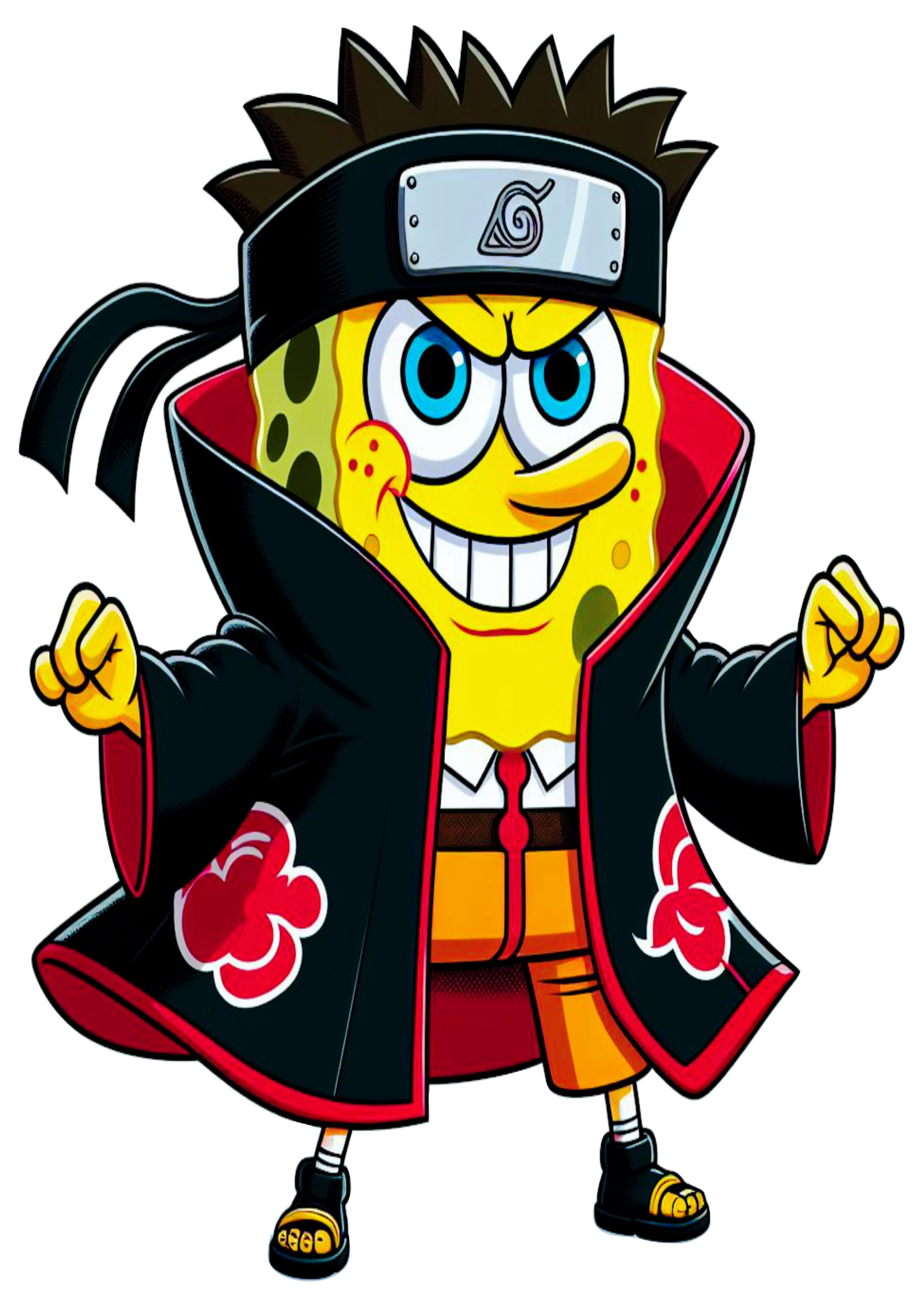 Spongebob squarepants with naruto bandana funny drawing otaku png anime cartoon animation free download
