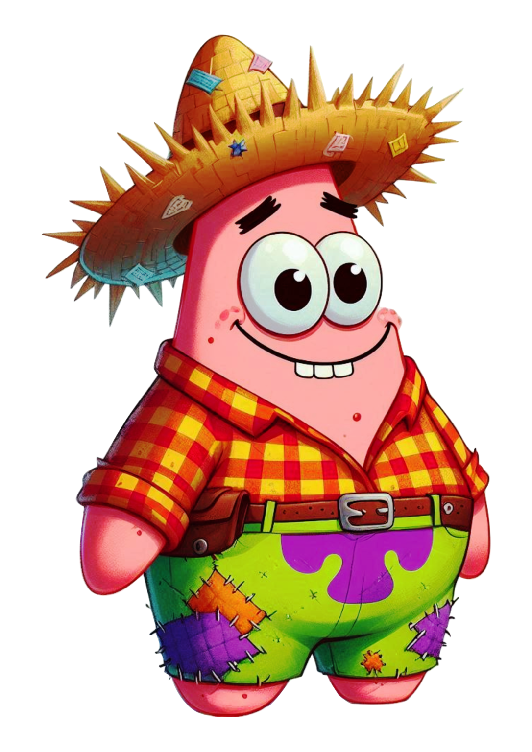 Desenho infantil Bob esponja Patrick Estrela tema festa junina png