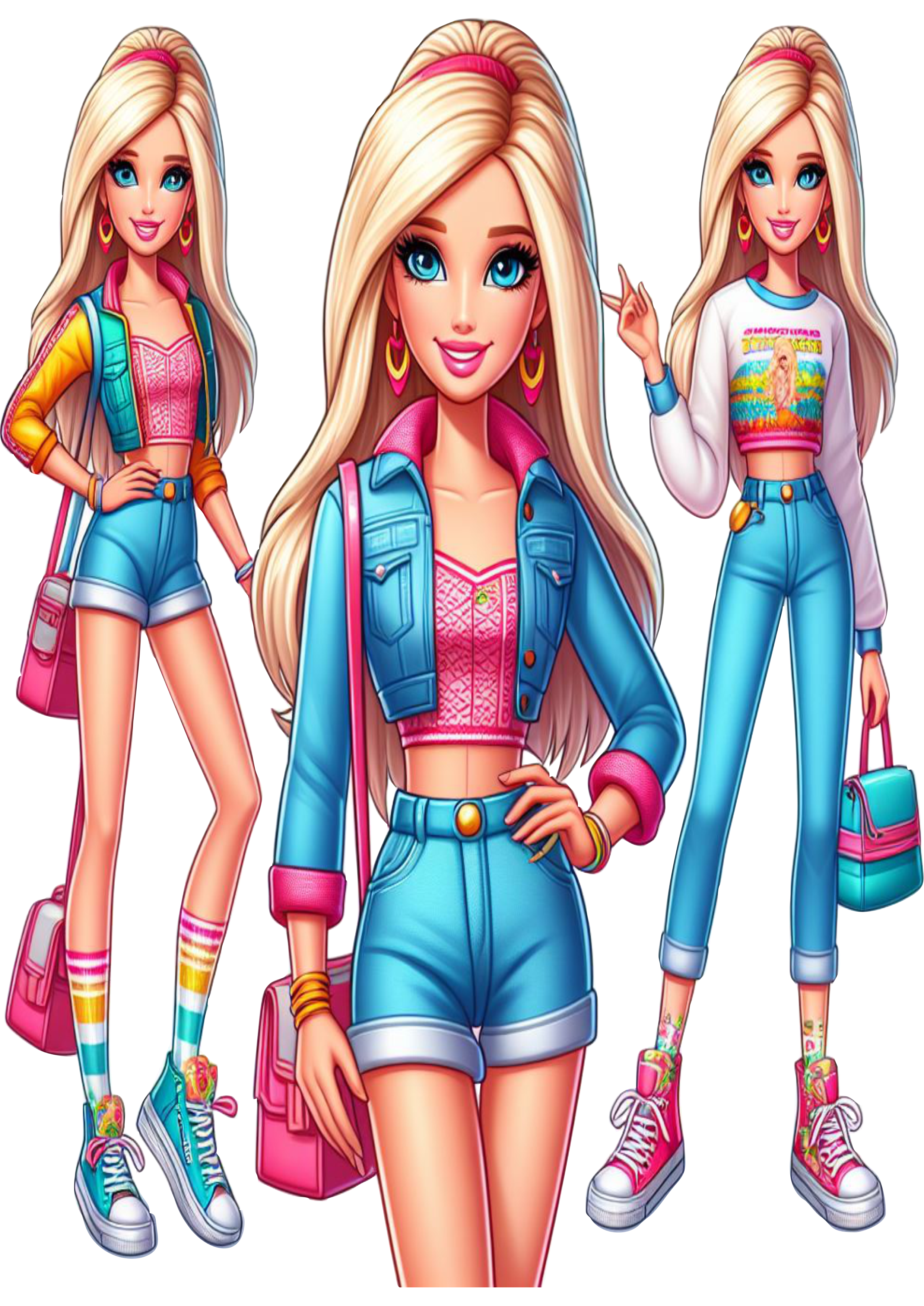 Barbie doll schoolgirl toy fashion png transparent background clipart illustration