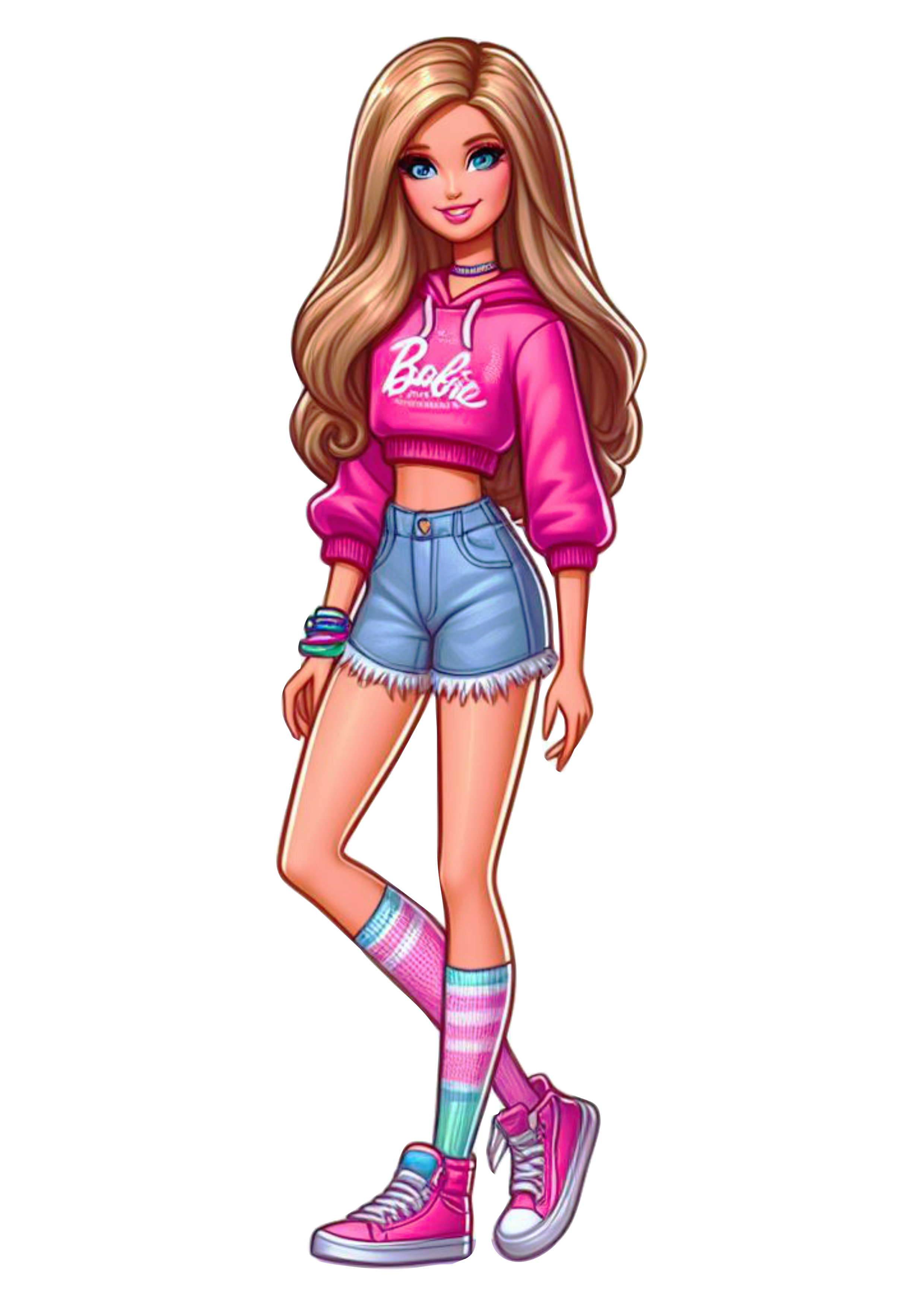Imagens fofinhas boneca Barbie roupa rosa fashion png jaqueta