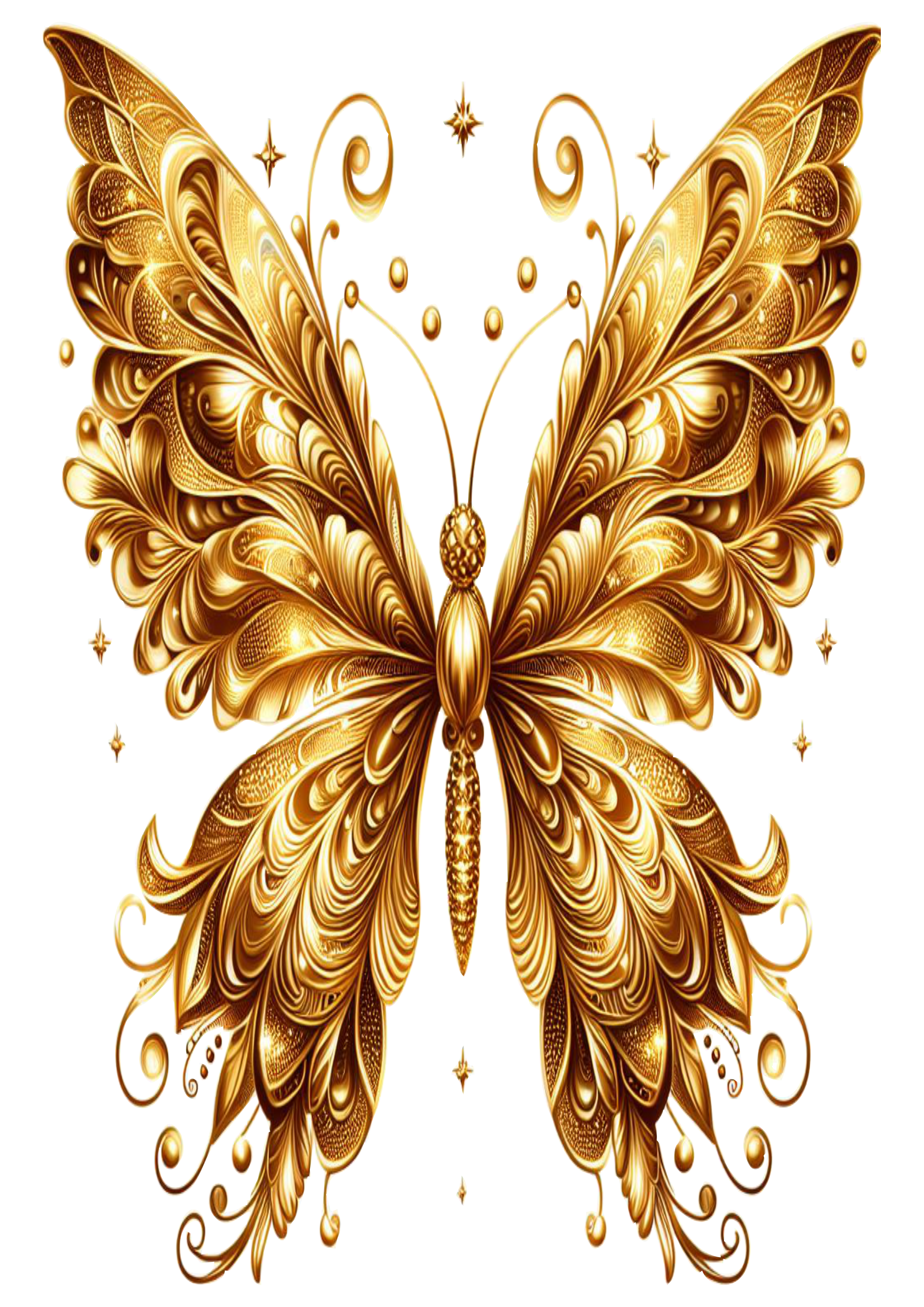 Golden butterfly png images concept art for printing and decorating
