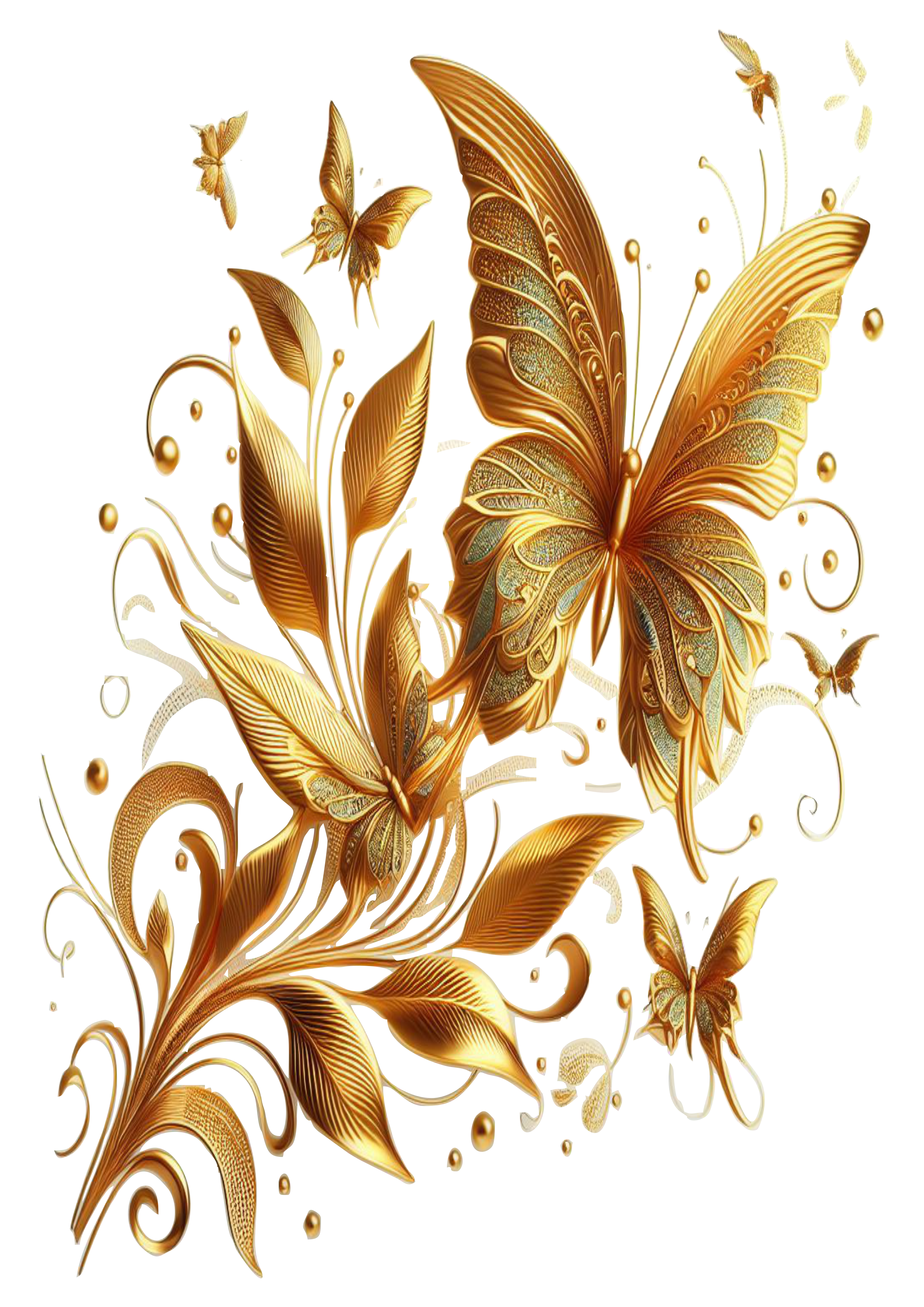 Golden Butterfly PNG Images