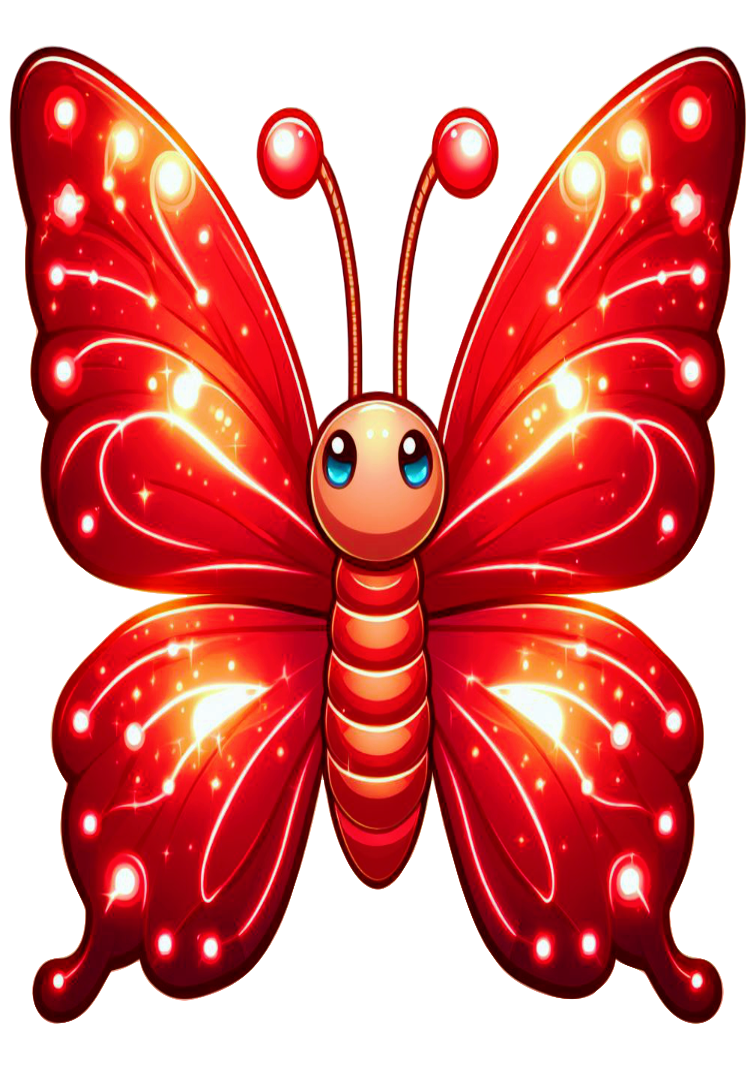 Desenho borboleta vermelha brilhante png