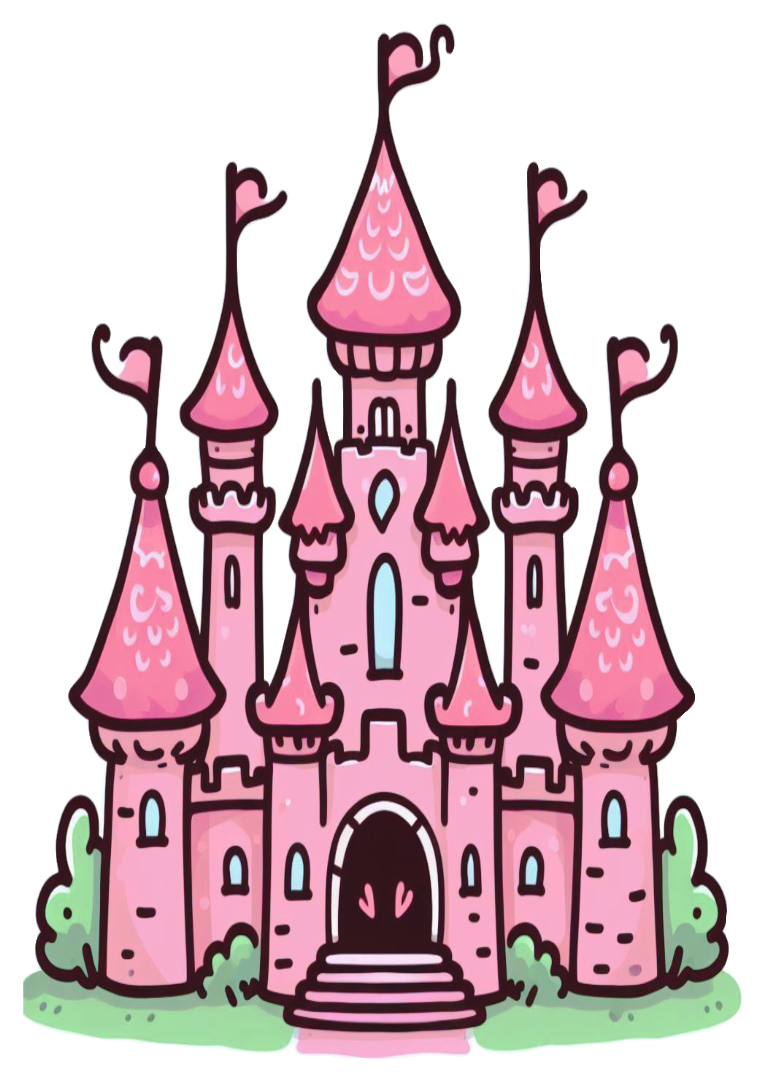 Pink Princess Castle PNG Drawing
