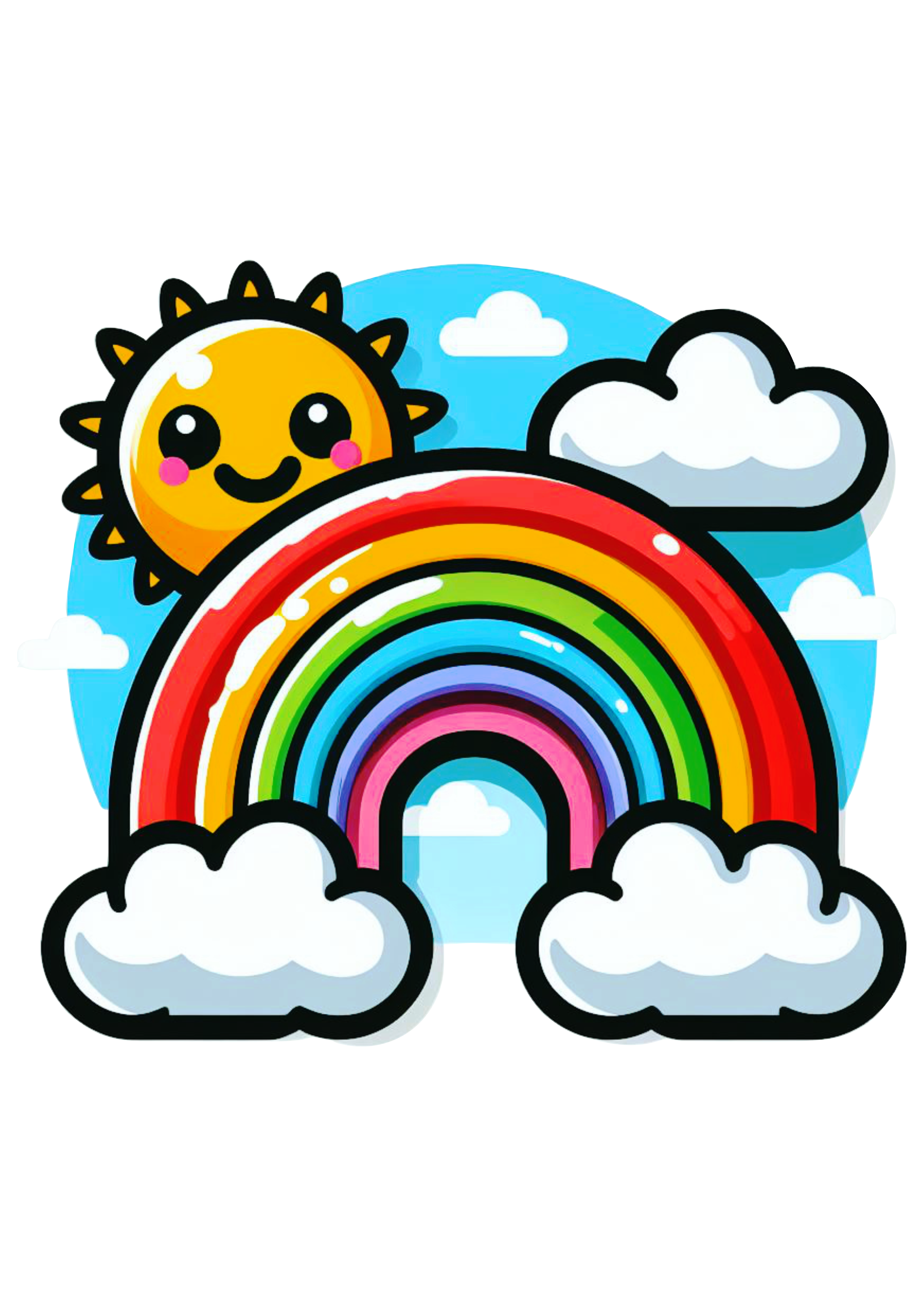 Chuva de amor desenho fofinho arco-íris png