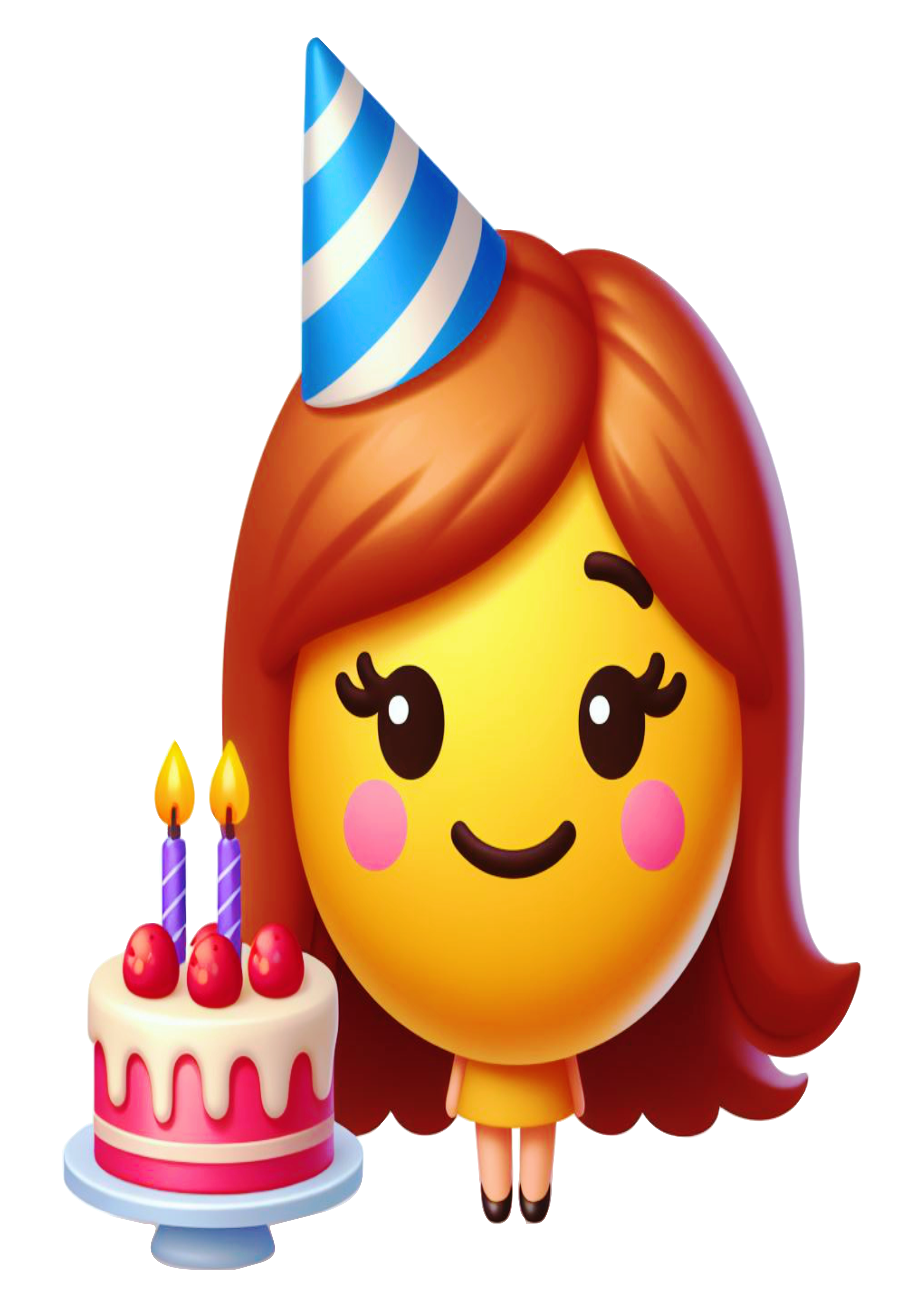 Birthday emoji png sticker for whatsapp party decorated female cake party