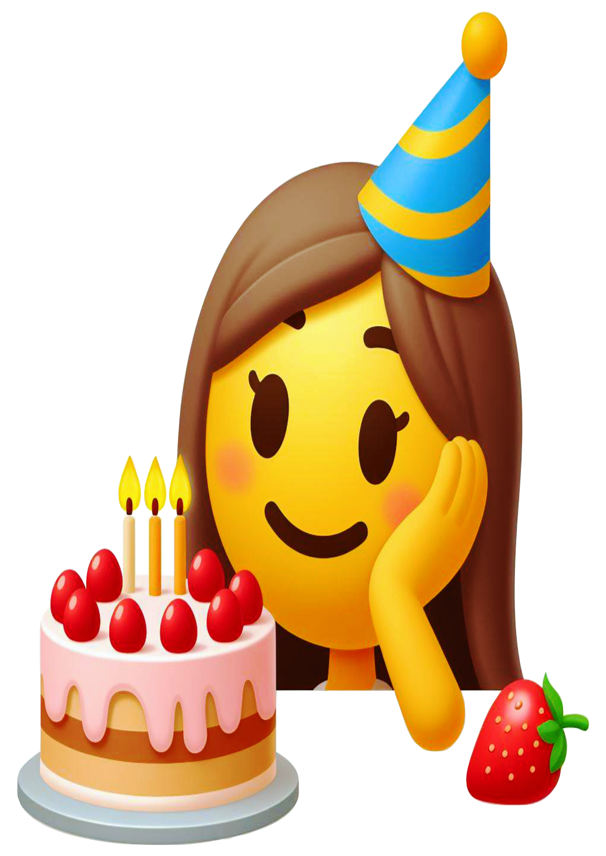 Birthday emoji png sticker for whatsapp party decorated female cake