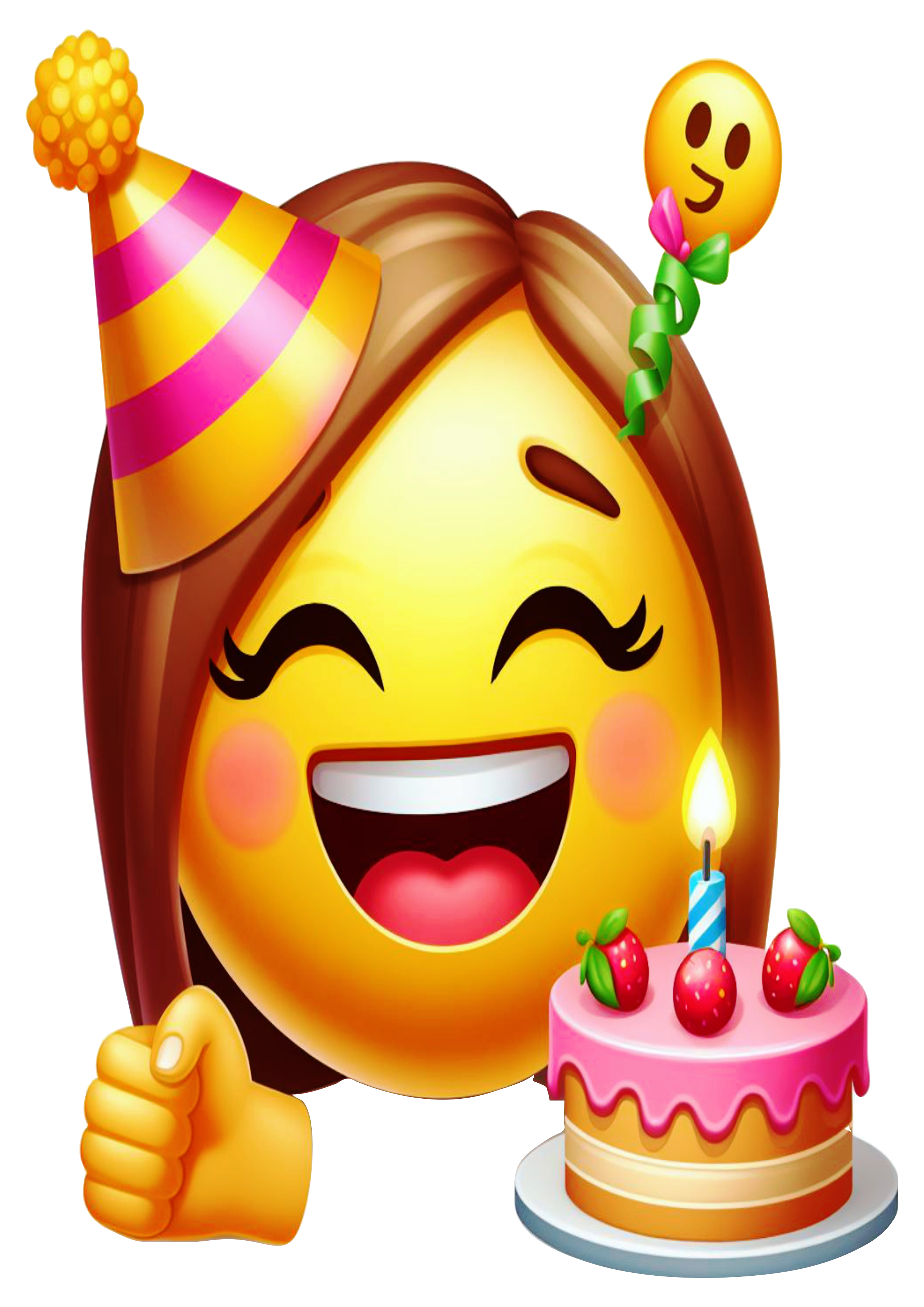 Birthday emoji png sticker for whatsapp party decorated female