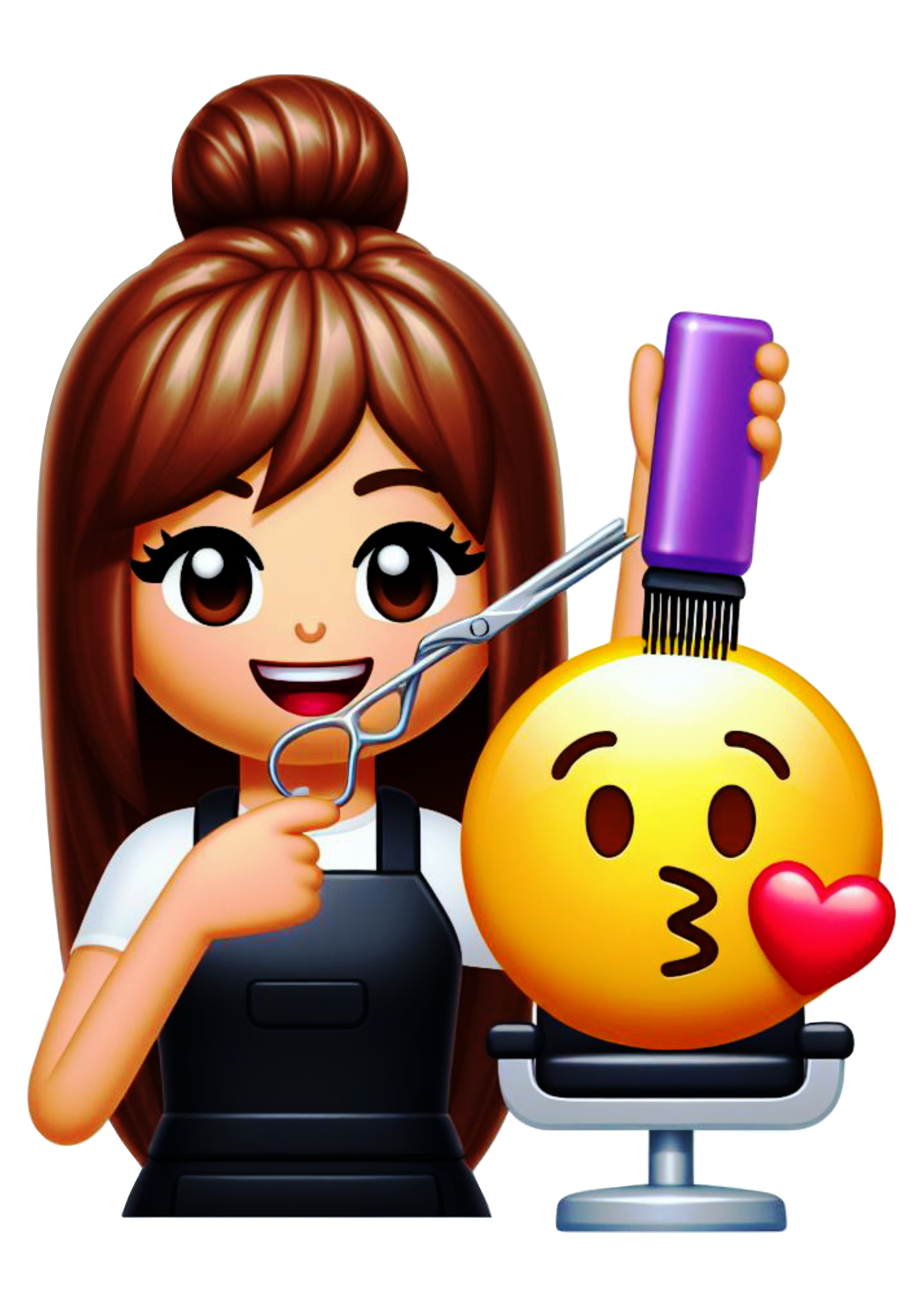 Emoji salão de beleza cabelereira png figurinha para whatsapp corte de cabelo artes gráficas design fundo transparente clipart