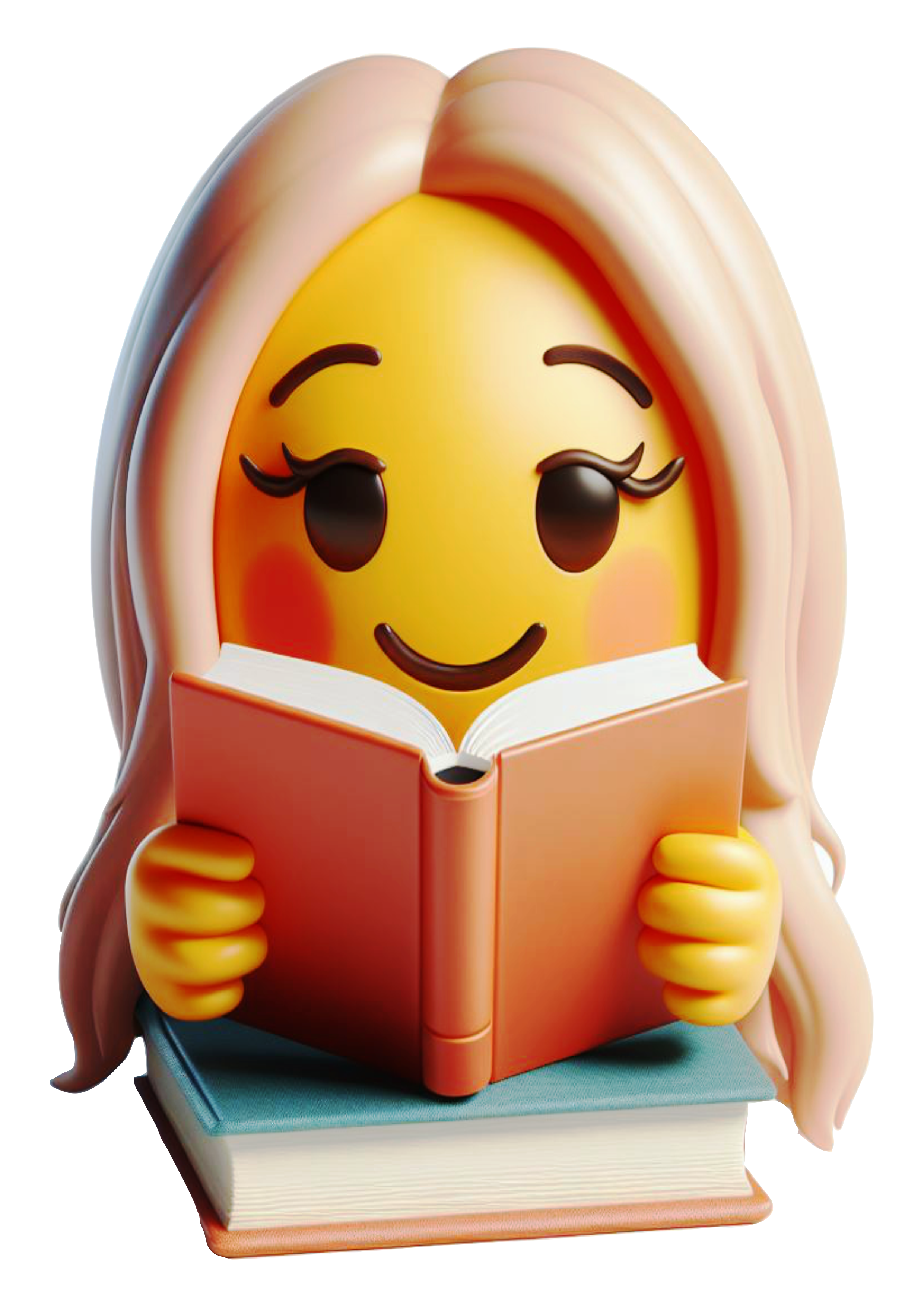 Emojis para whatsapp mocinha lendo livro png