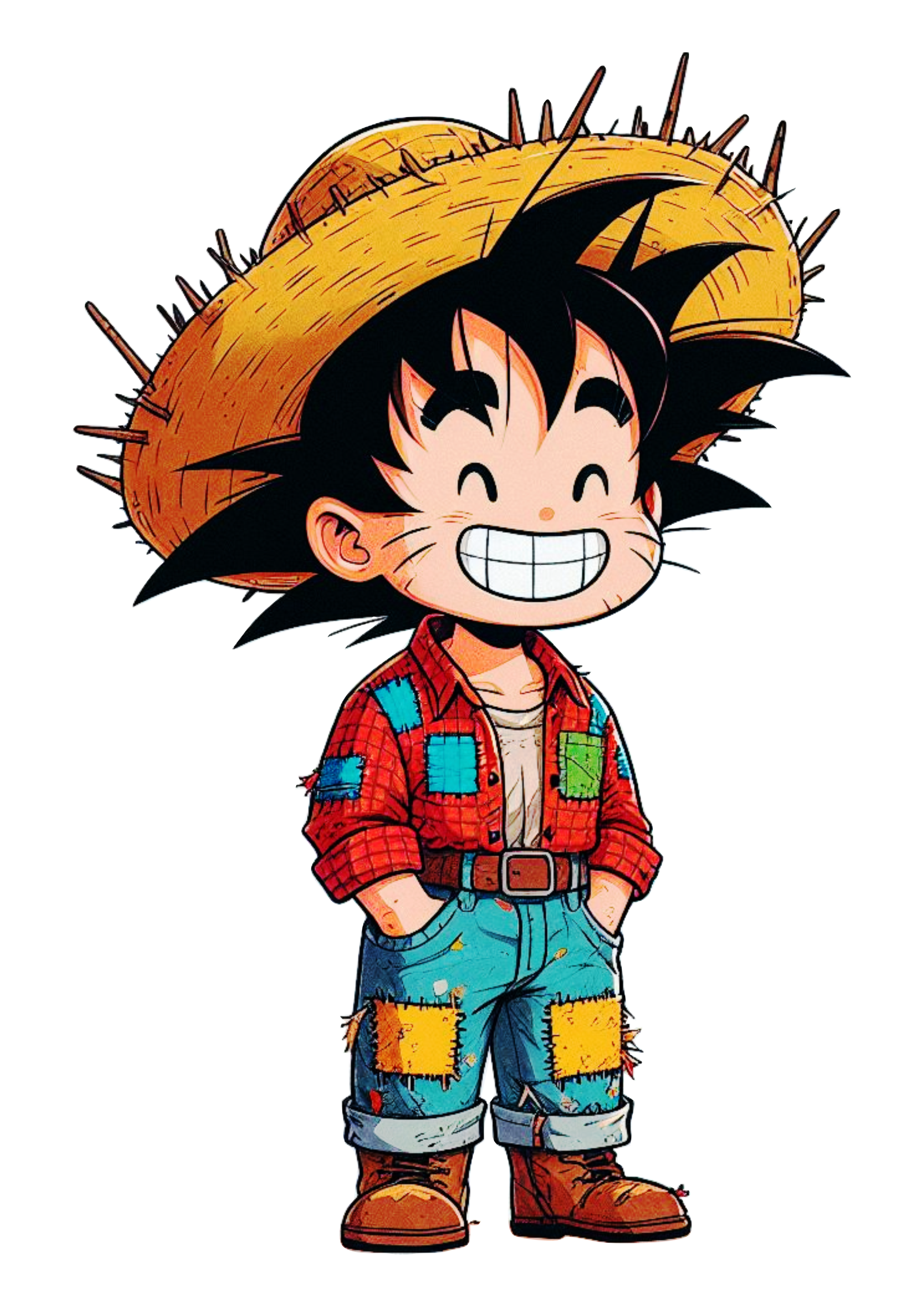 Desenho infantil dragon ball Goku com roupa de festa junina png