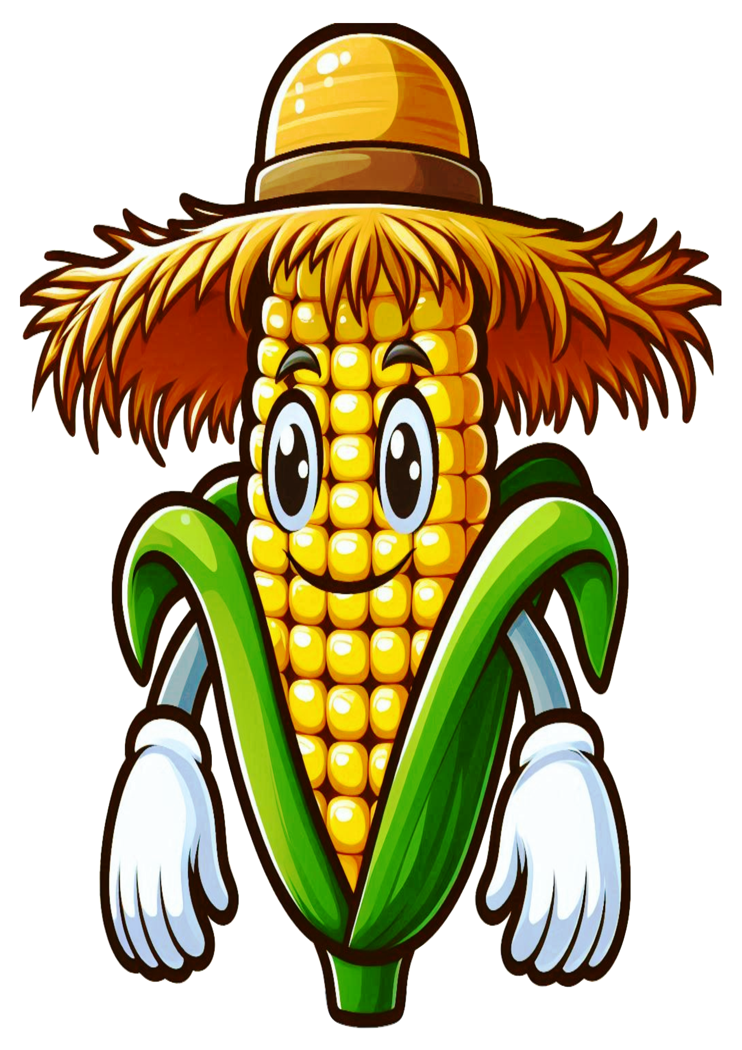 Imagens de festa junina png espiga de milho com chapéu de palha desenho simples cartoon free design