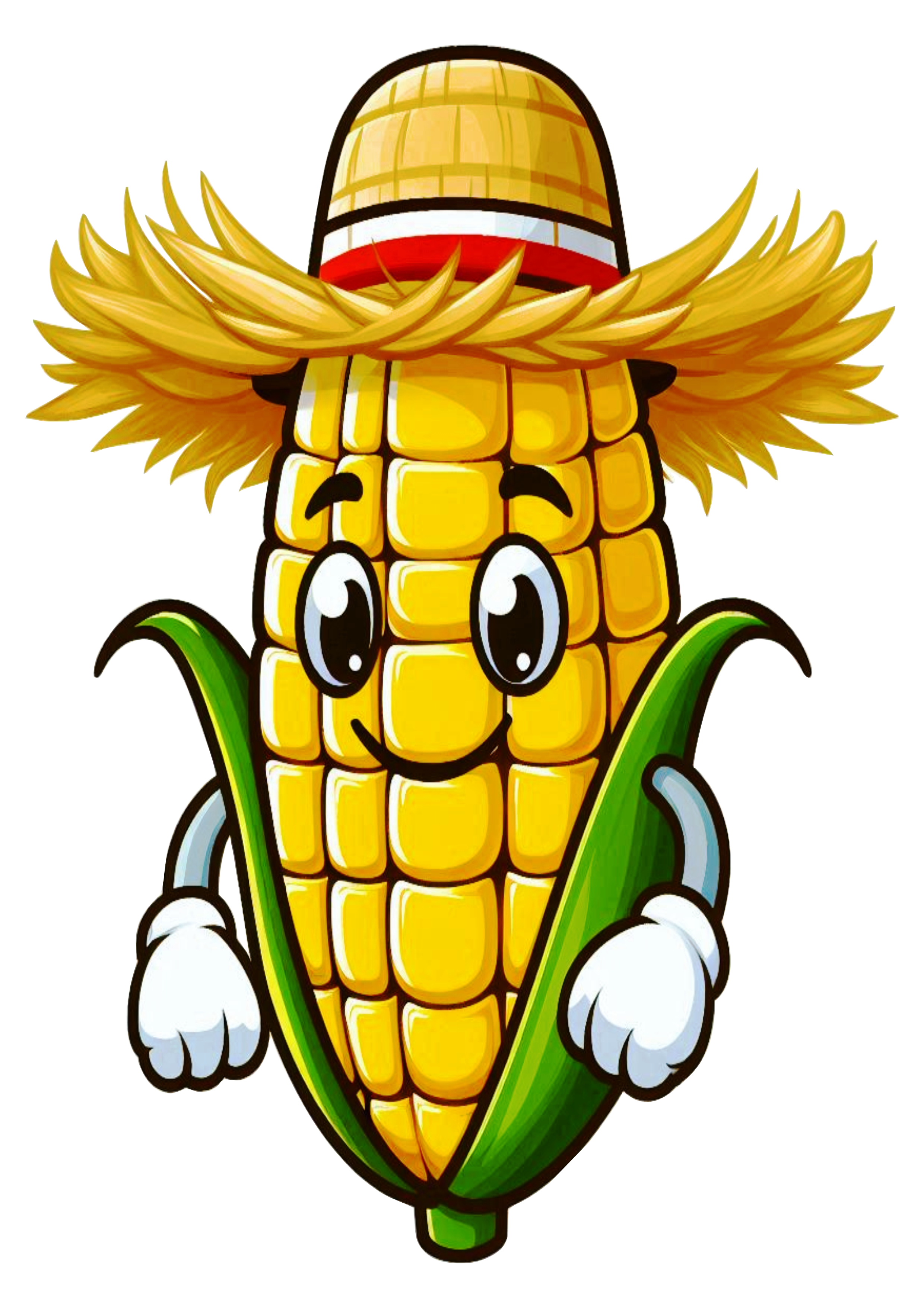 Imagens de festa junina png espiga de milho com chapéu de palha desenho simples cartoon free design fundo transparente