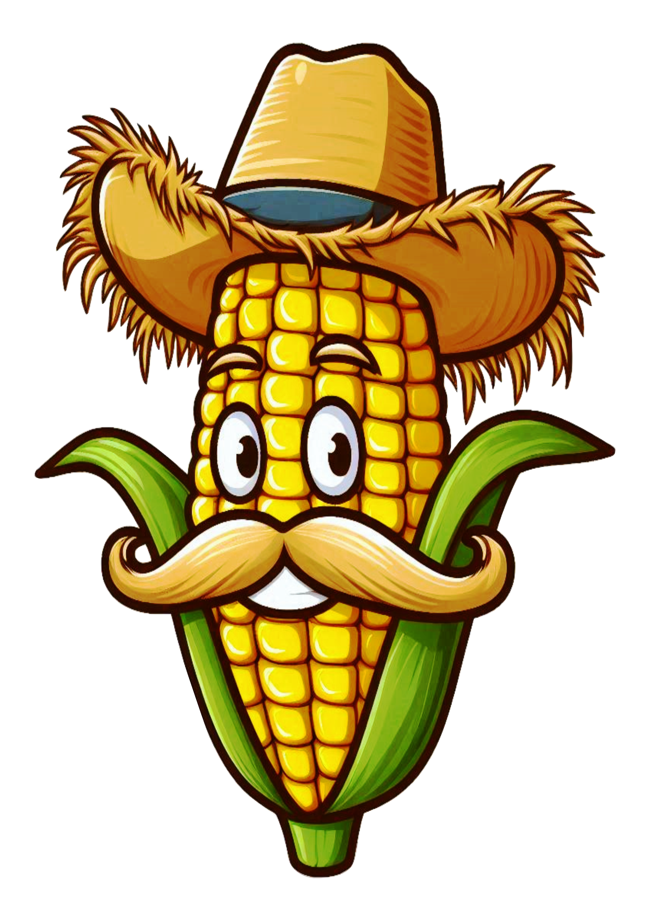 Espiga de milho com chapéu de palha png cartoon desenho simples