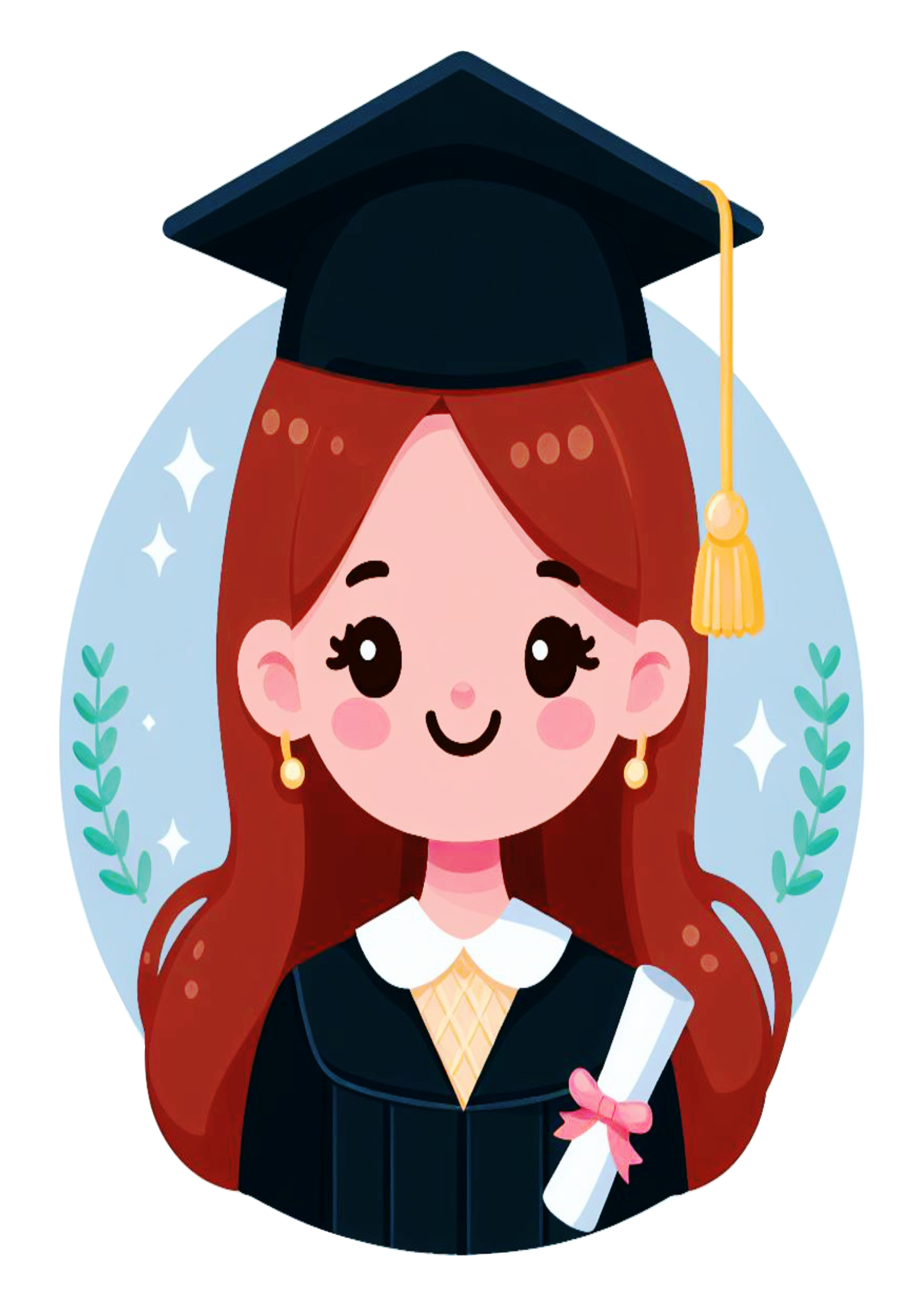 Girl in graduation outfit simple drawing for designers free png