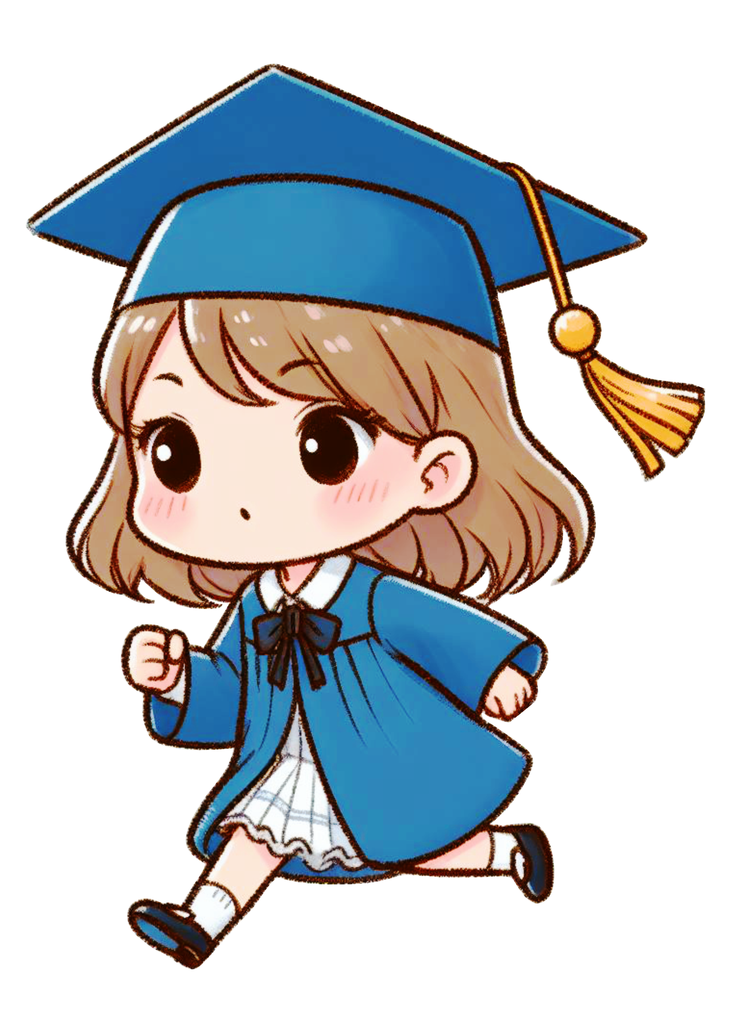 Girl with graduation outfit simple drawing png