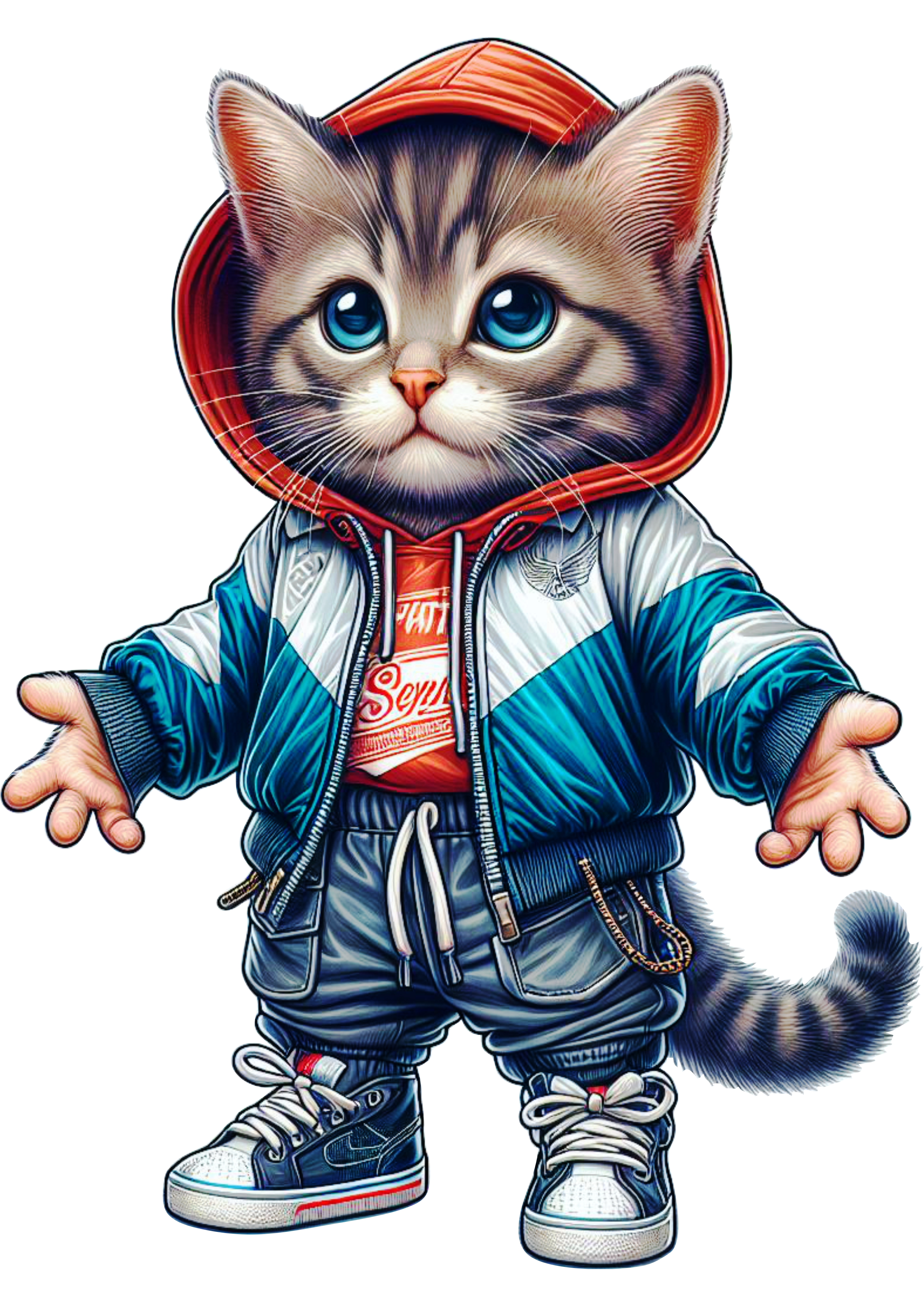 Pack de imagens de gatinhos vestidos com roupa estilosa moletom fundo transparente ilustração vetor clipart png