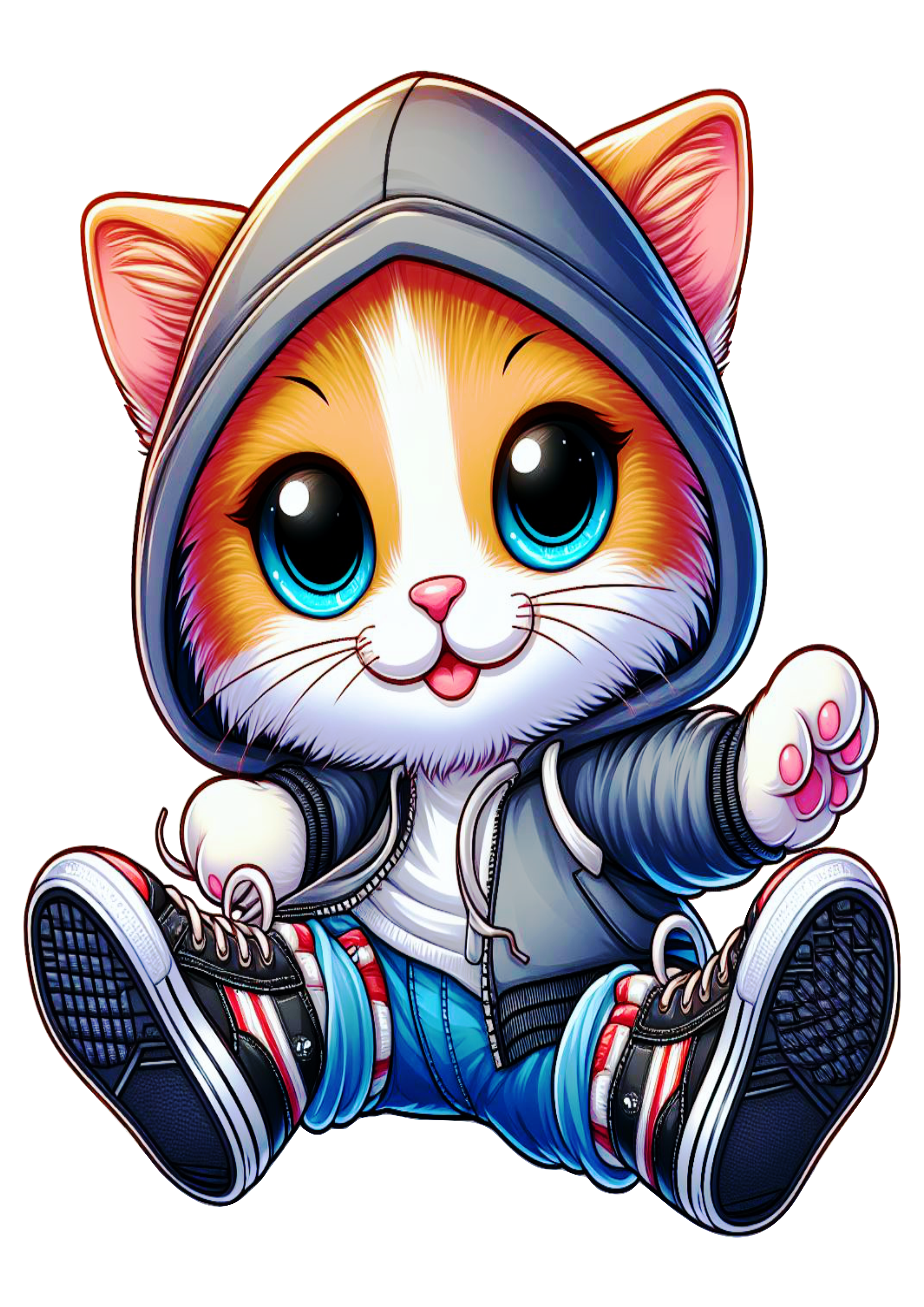 Pack of images of kittens dressed in stylish clothes sweatshirt png