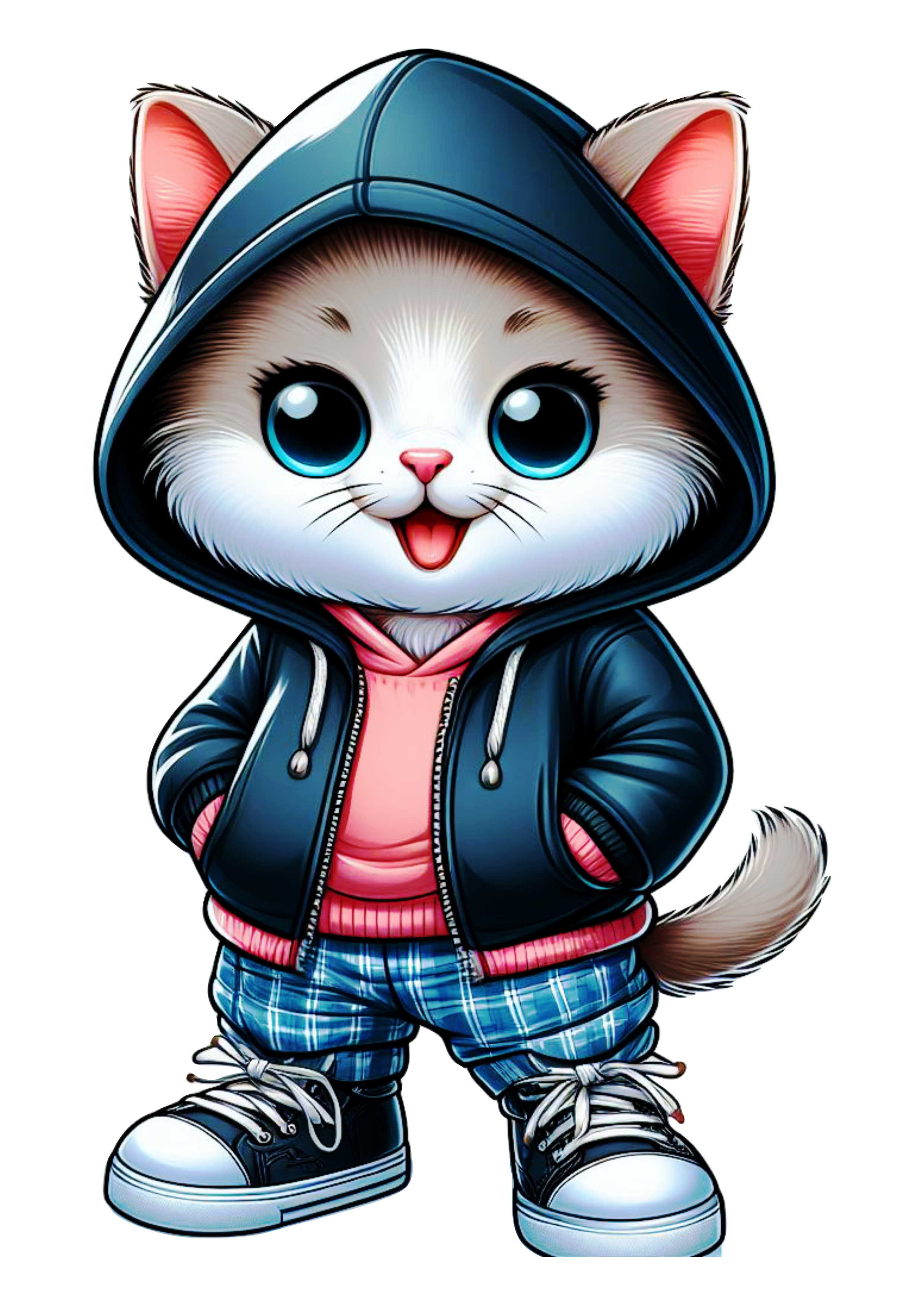 Pack of images of kittens dressed in clothes png