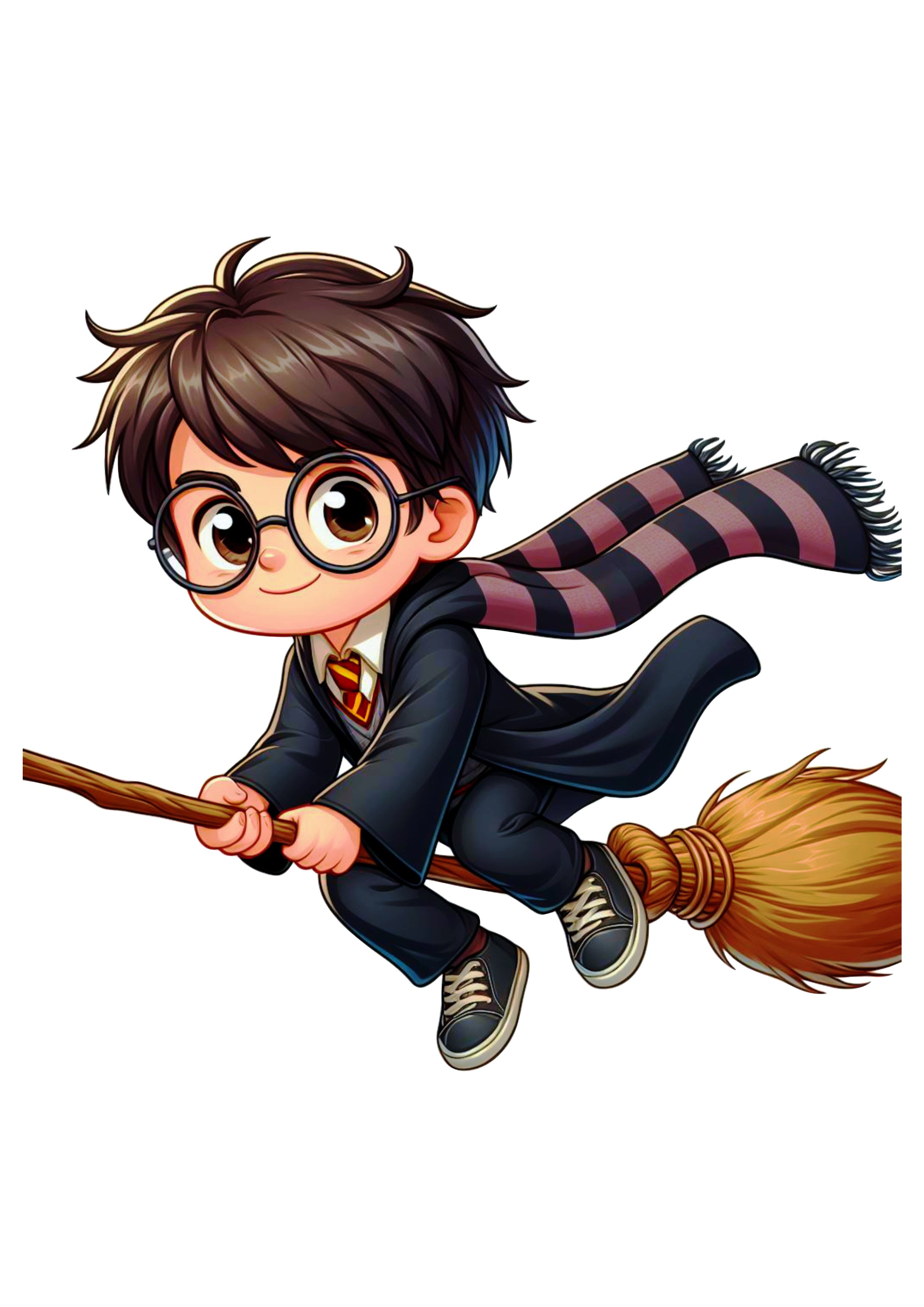 Harry Potter voando na vassoura desenho simples png