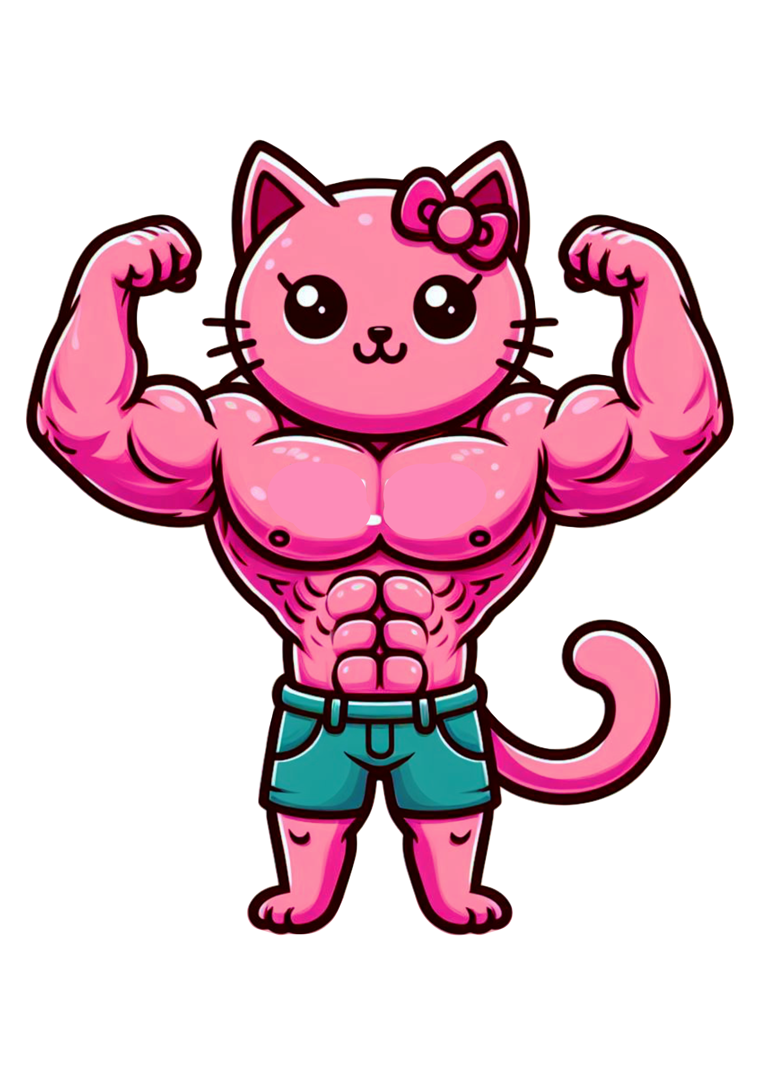 Hello Kitty maromba de academia duplo bíceps de frente musculação png