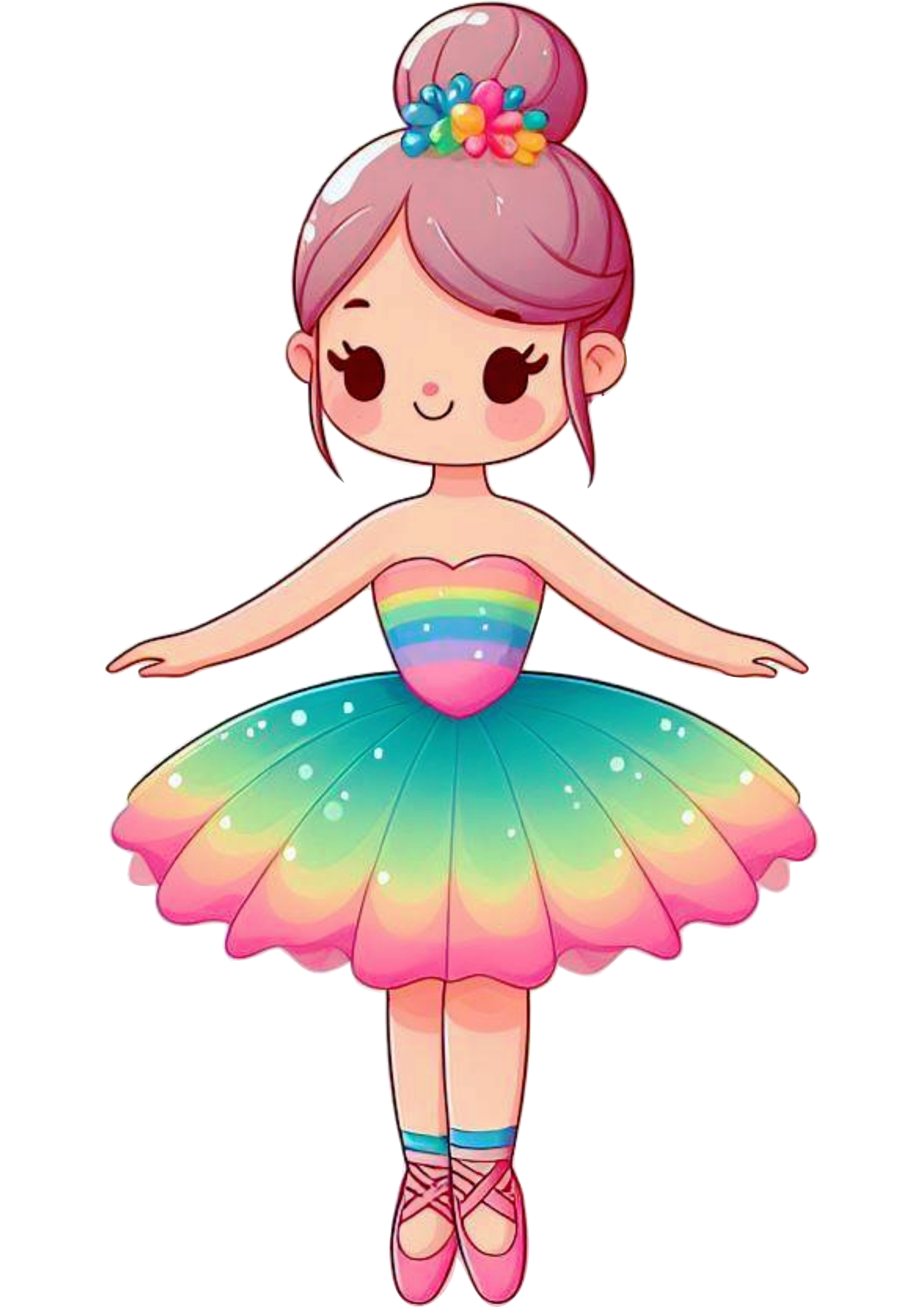 Desenho simples bailarina colorida fundo transparente png