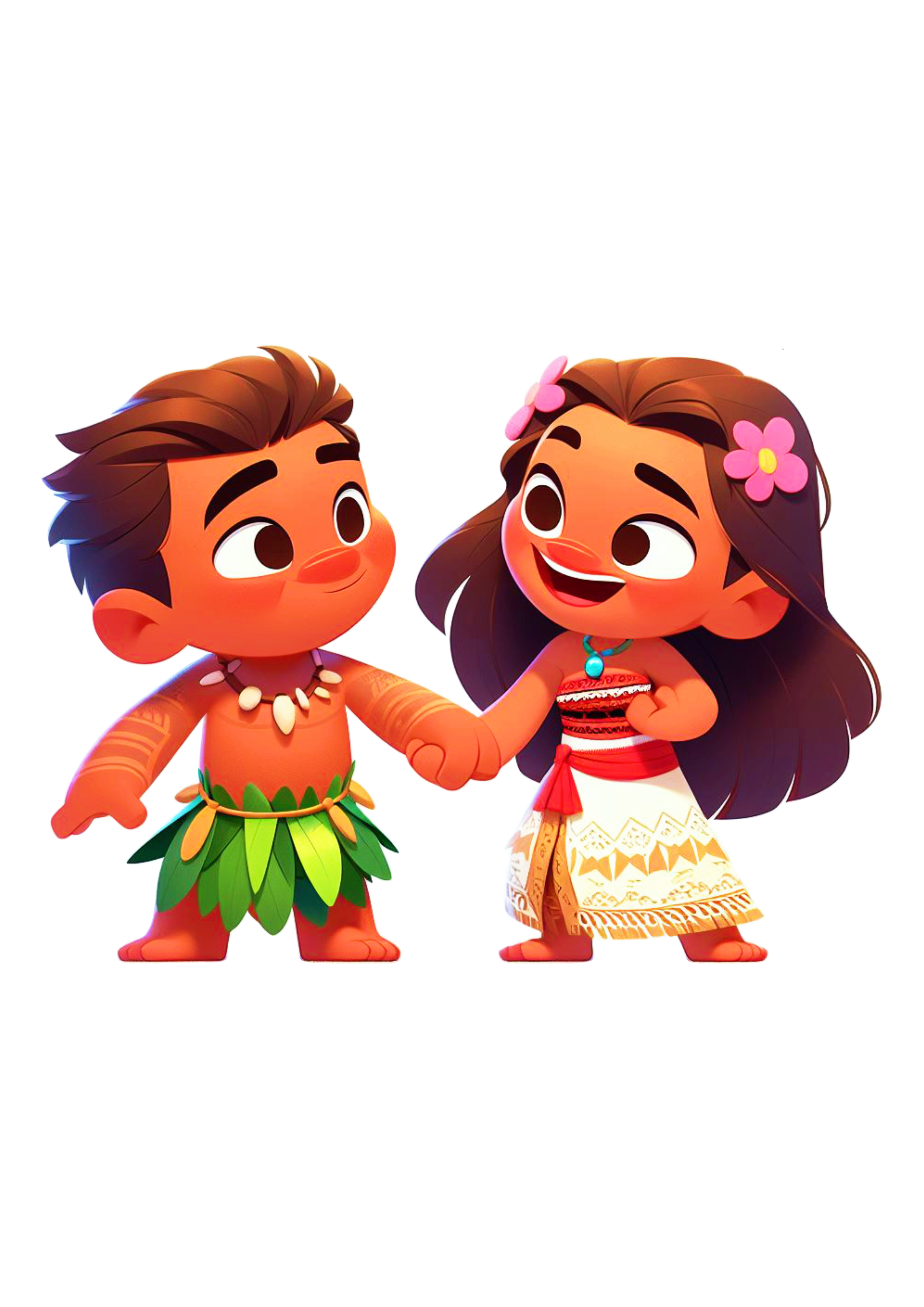 Moana and Maui Simple Drawing Disney Characters Children’s Animation Transparent Background Clipart Vector Illustration png