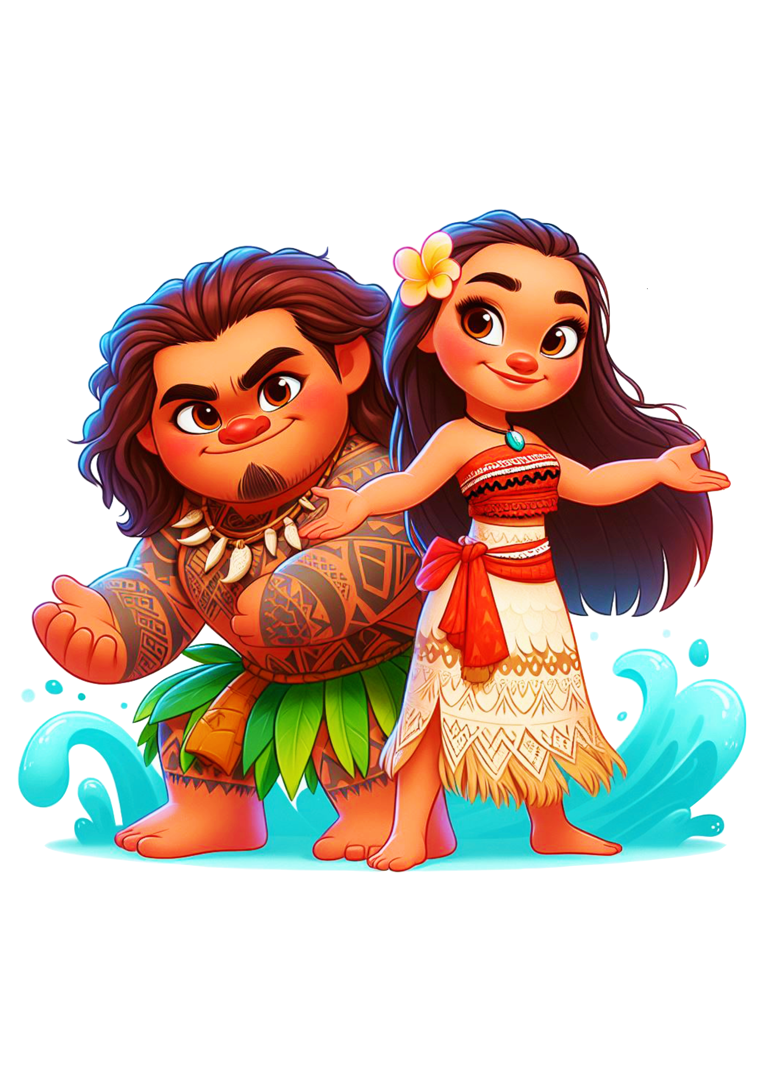 Moana and Maui Simple Drawing Disney Characters Children’s Animation Transparent Background Clipart Vector png