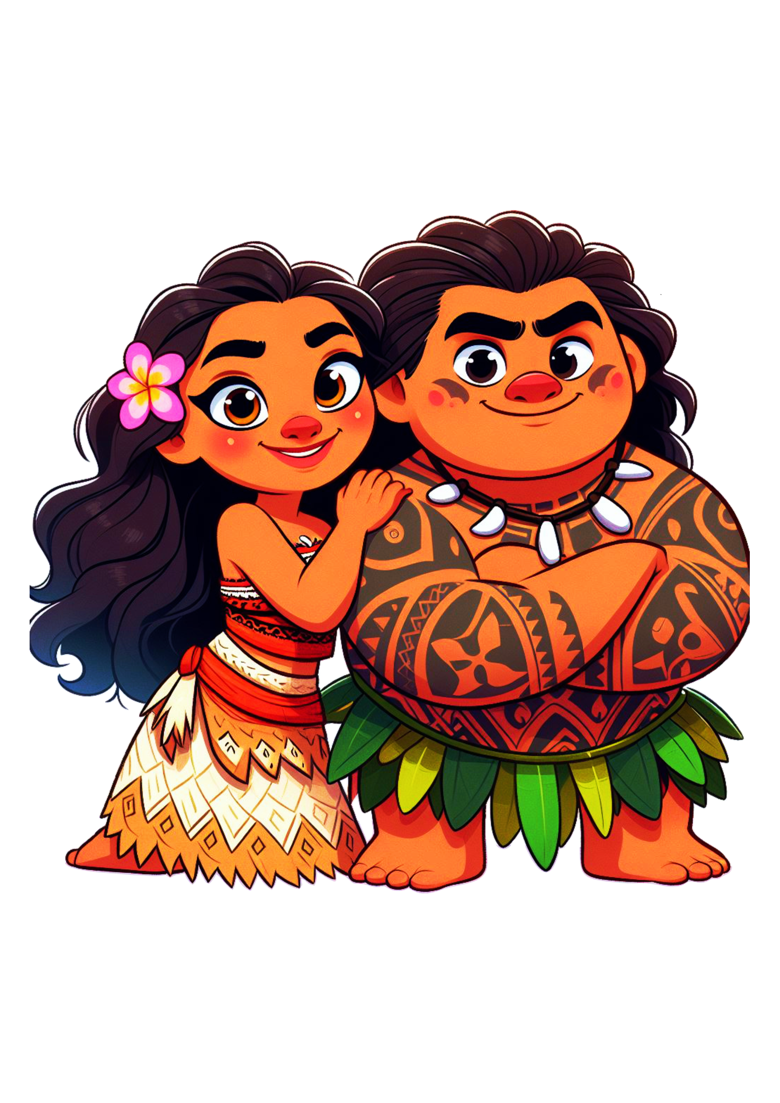 Moana and Maui Simple Drawing Disney Characters Children’s Animation Transparent Background Clipart png