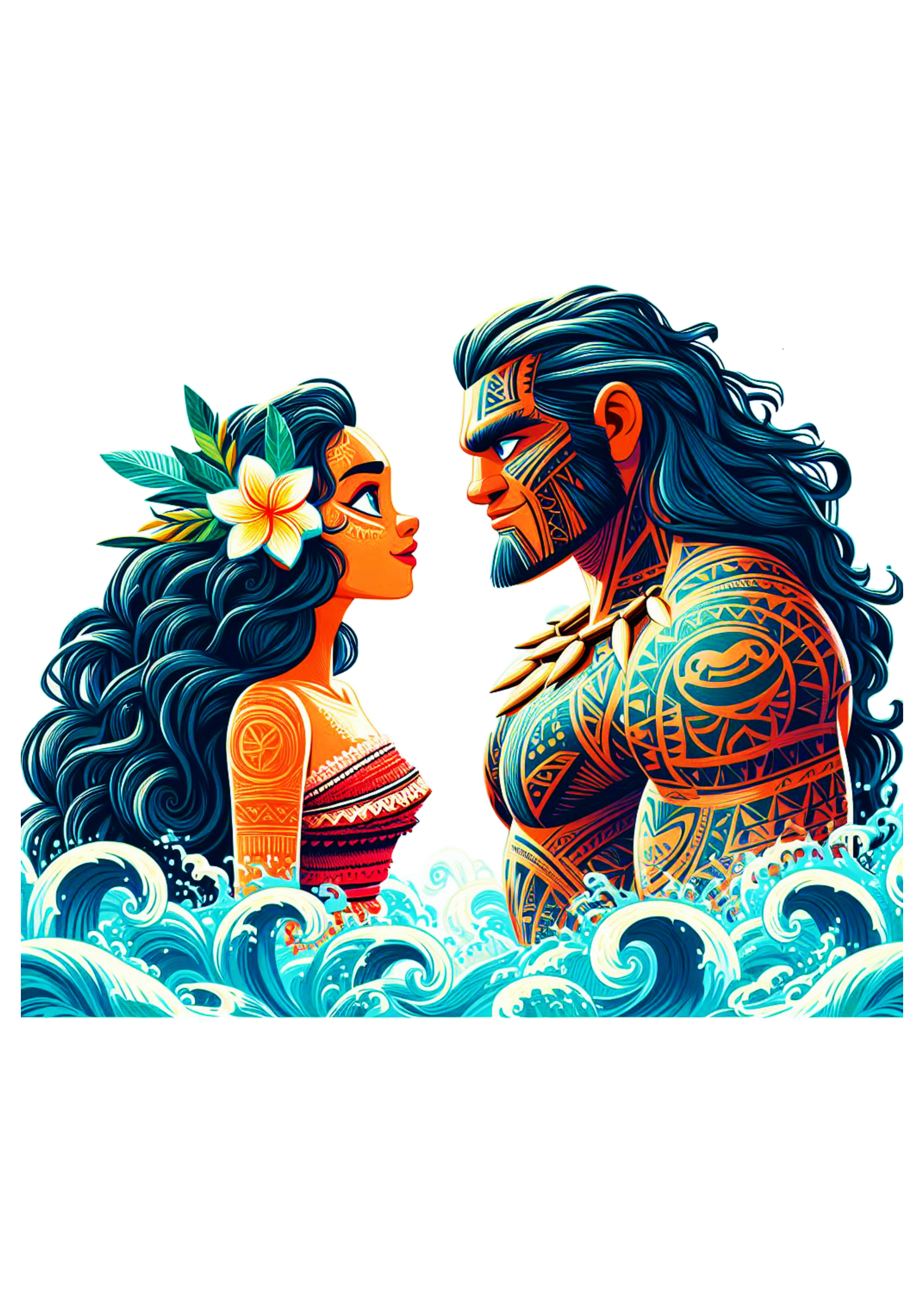 Moana and Maui Simple Drawing Disney Characters Children’s Animation Transparent Background png