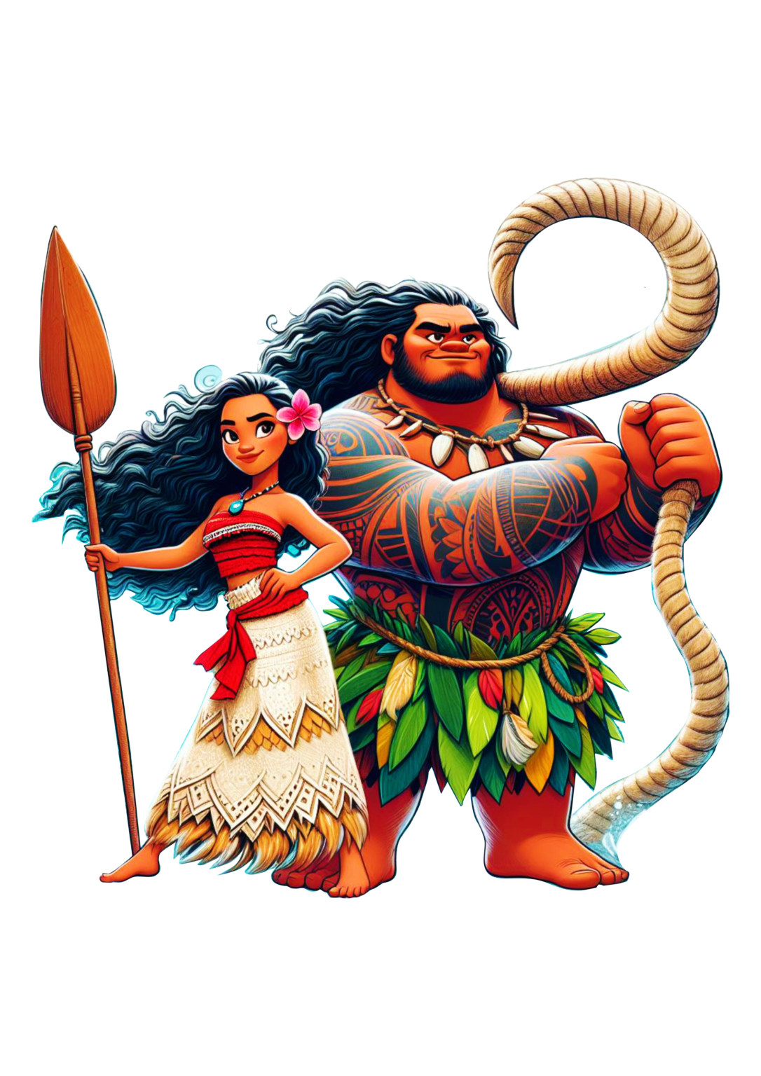 Desenho infantil Moana e Maui personagem Disney png artes gráficas