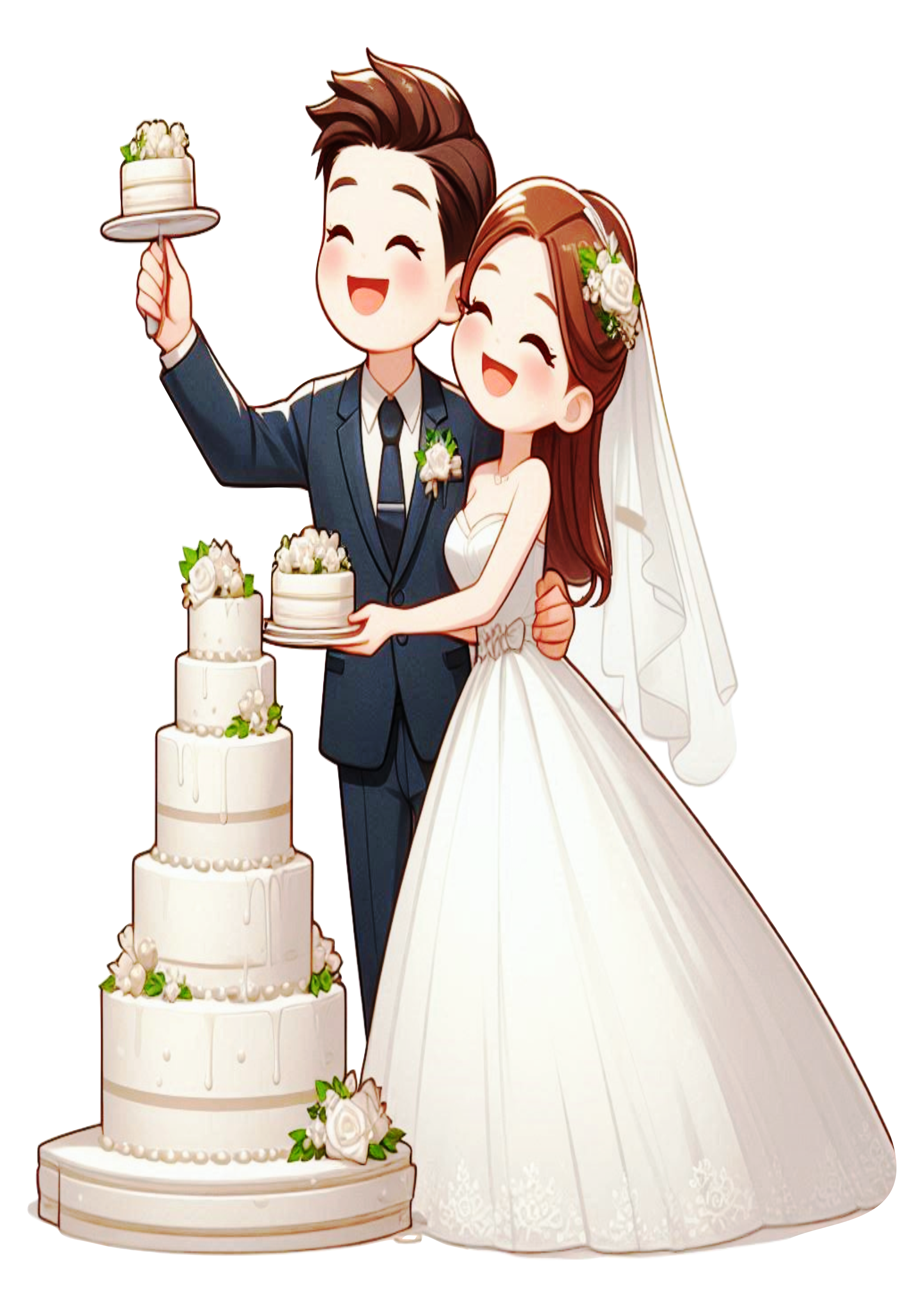 Desenho simples noivinhos felizes casamento png