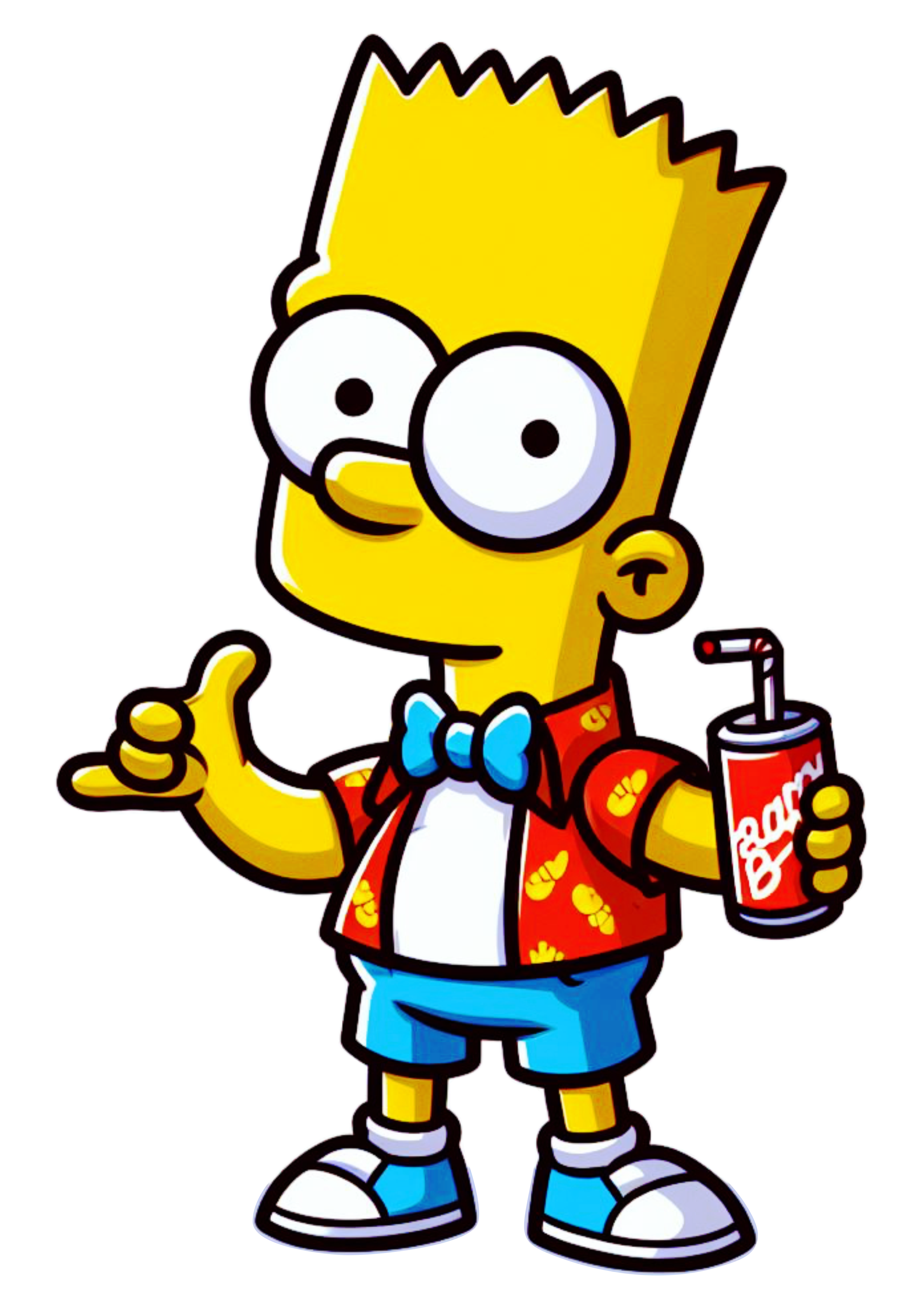 Desenho colorido Bart Simpson tomando refrigerante cartoon png