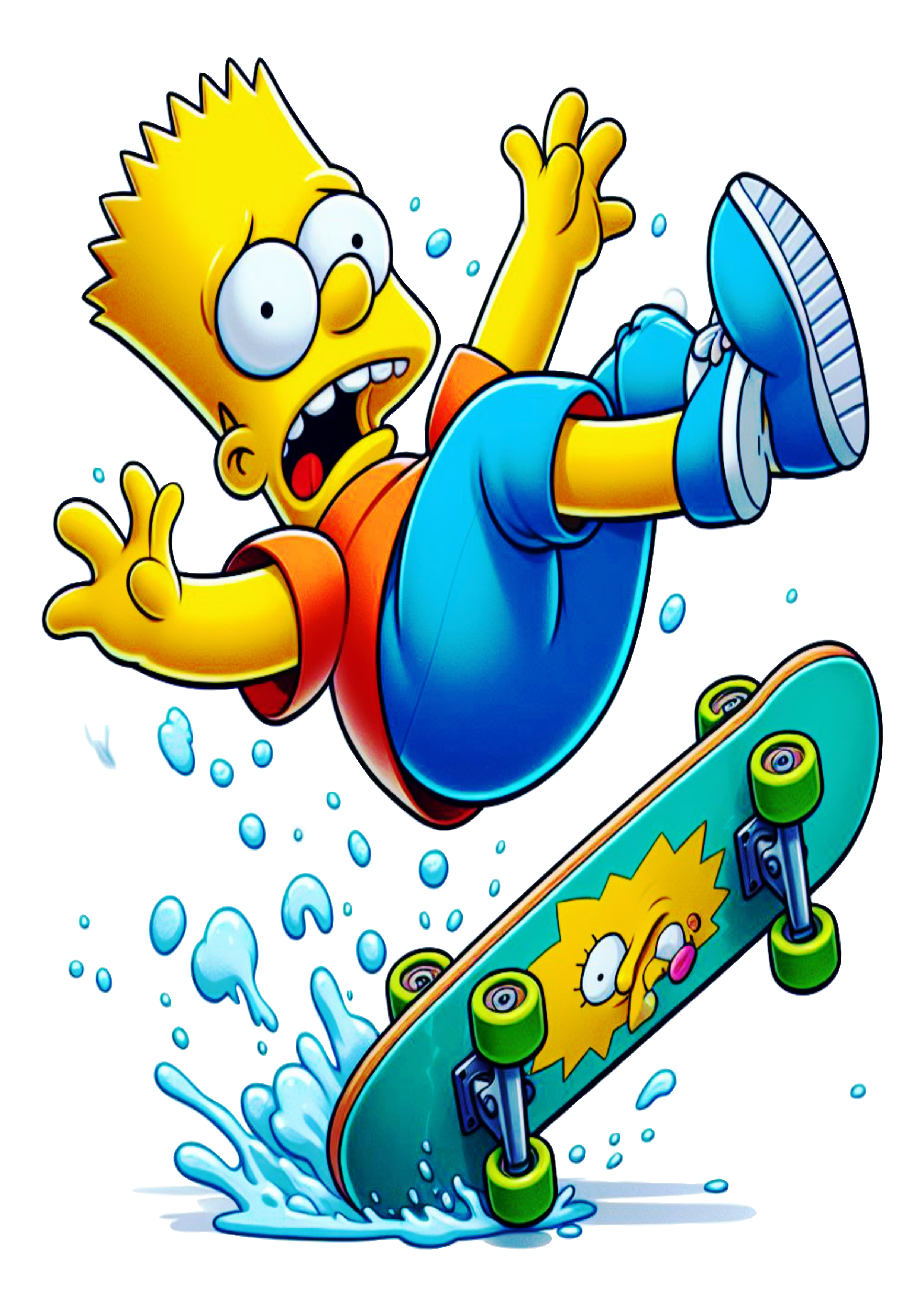 Bart Simpson andando de skate adrenalina radical queda png