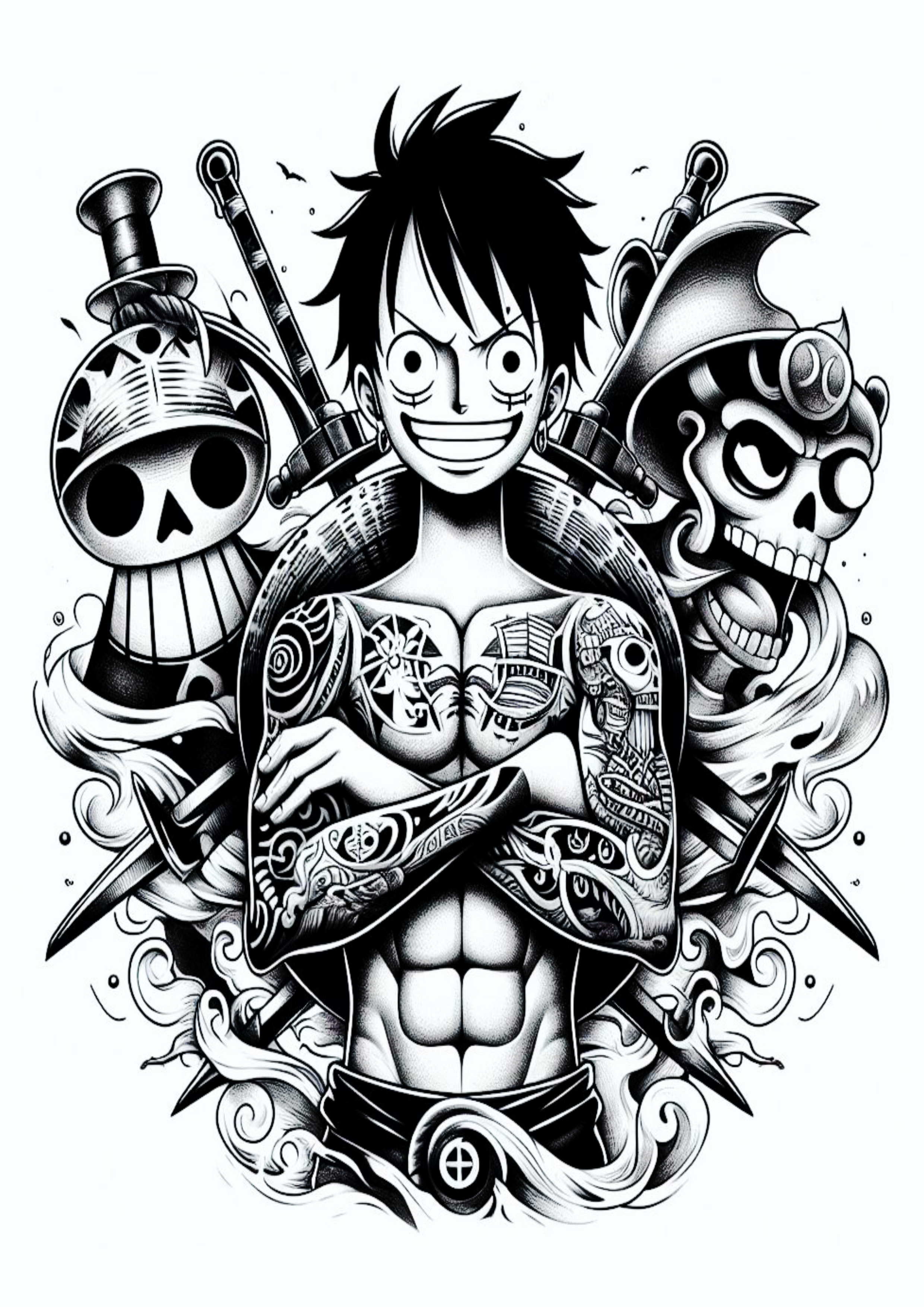 Luffy One piece ideias para tatuagens pirata png