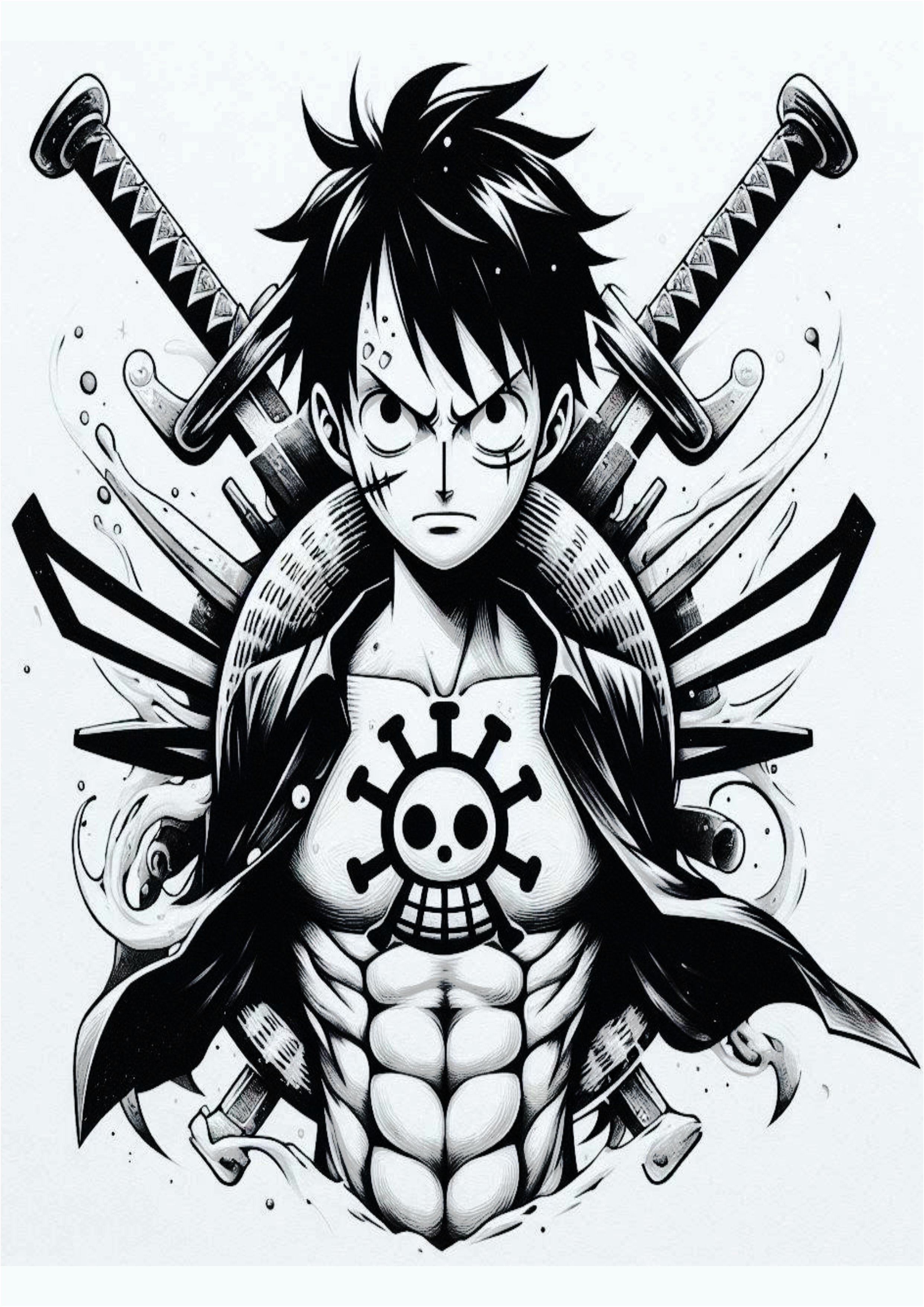 Ideias para tatuagem de anime One Piece monocromática otaku png