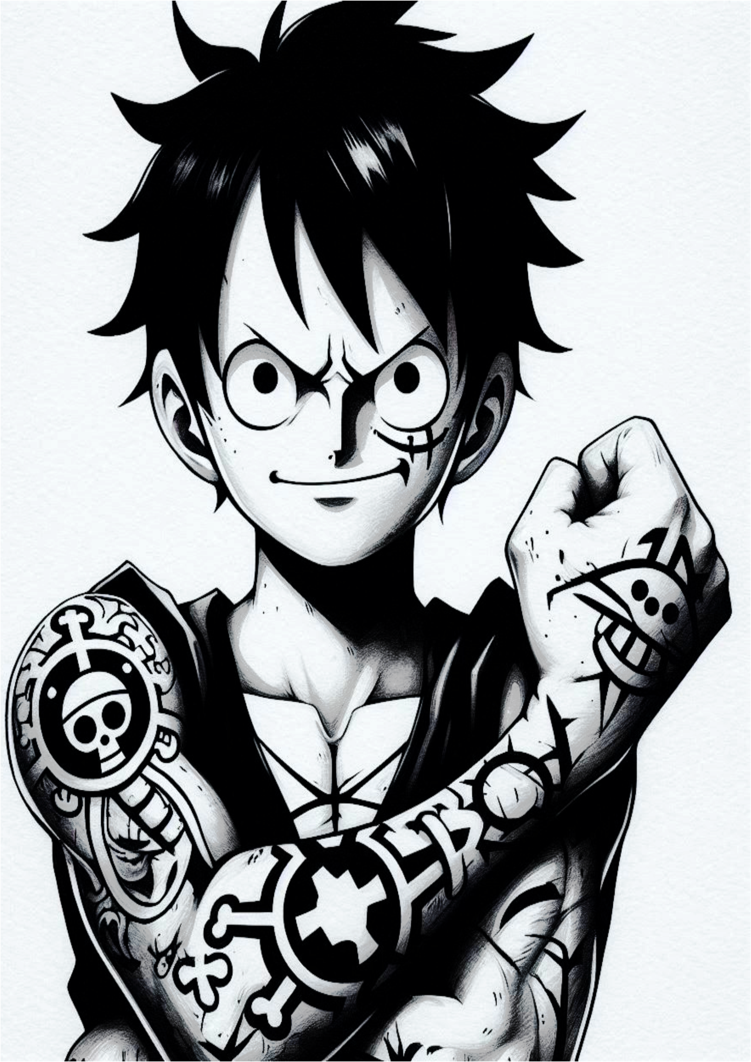 Ideias para tatuagem de anime One Piece monocromática otaku nerd geek desenho png