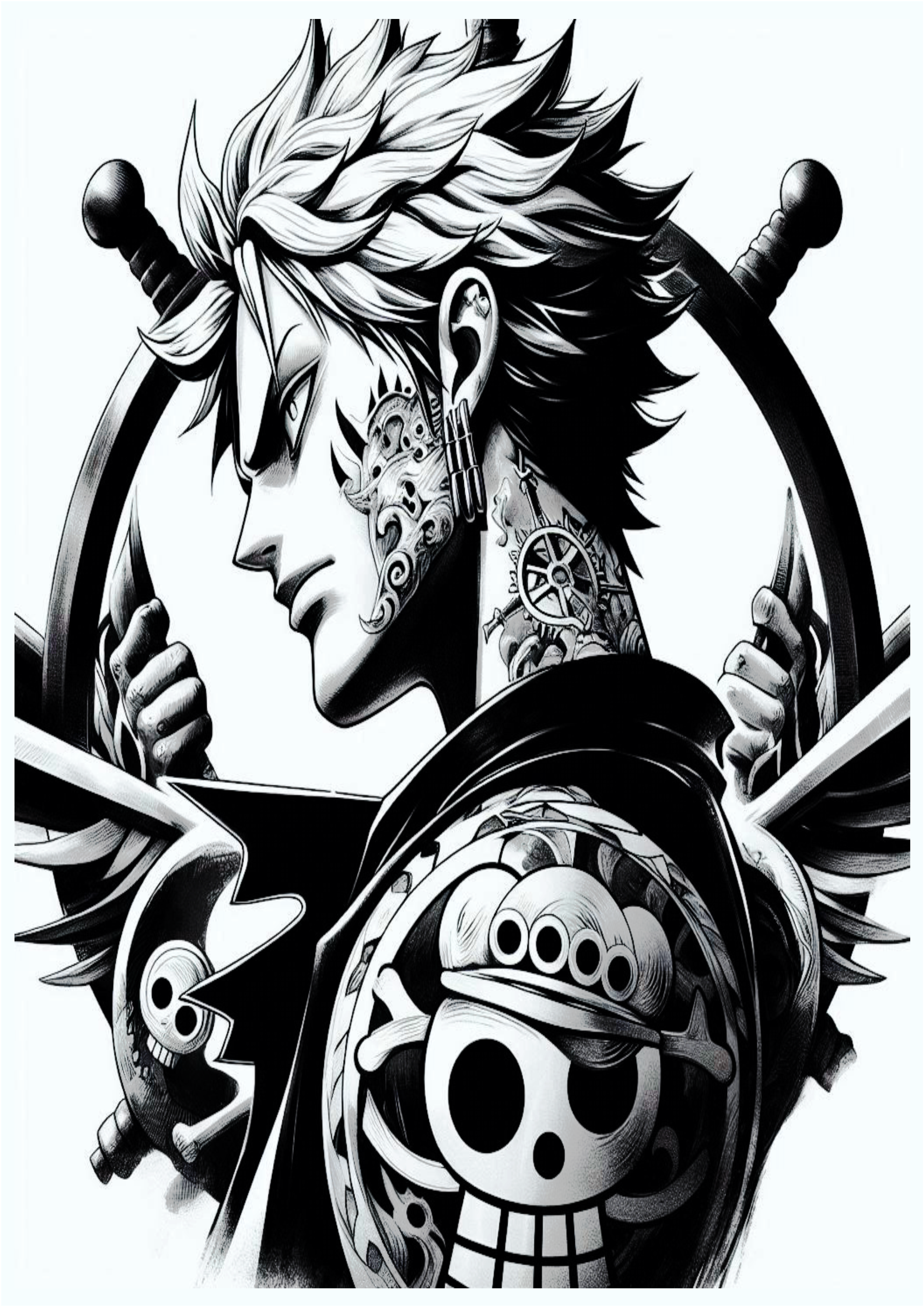 Anime Tattoo Ideas One Piece Monochrome Otaku Nerd Geek Art Drawing Conceptual Art png