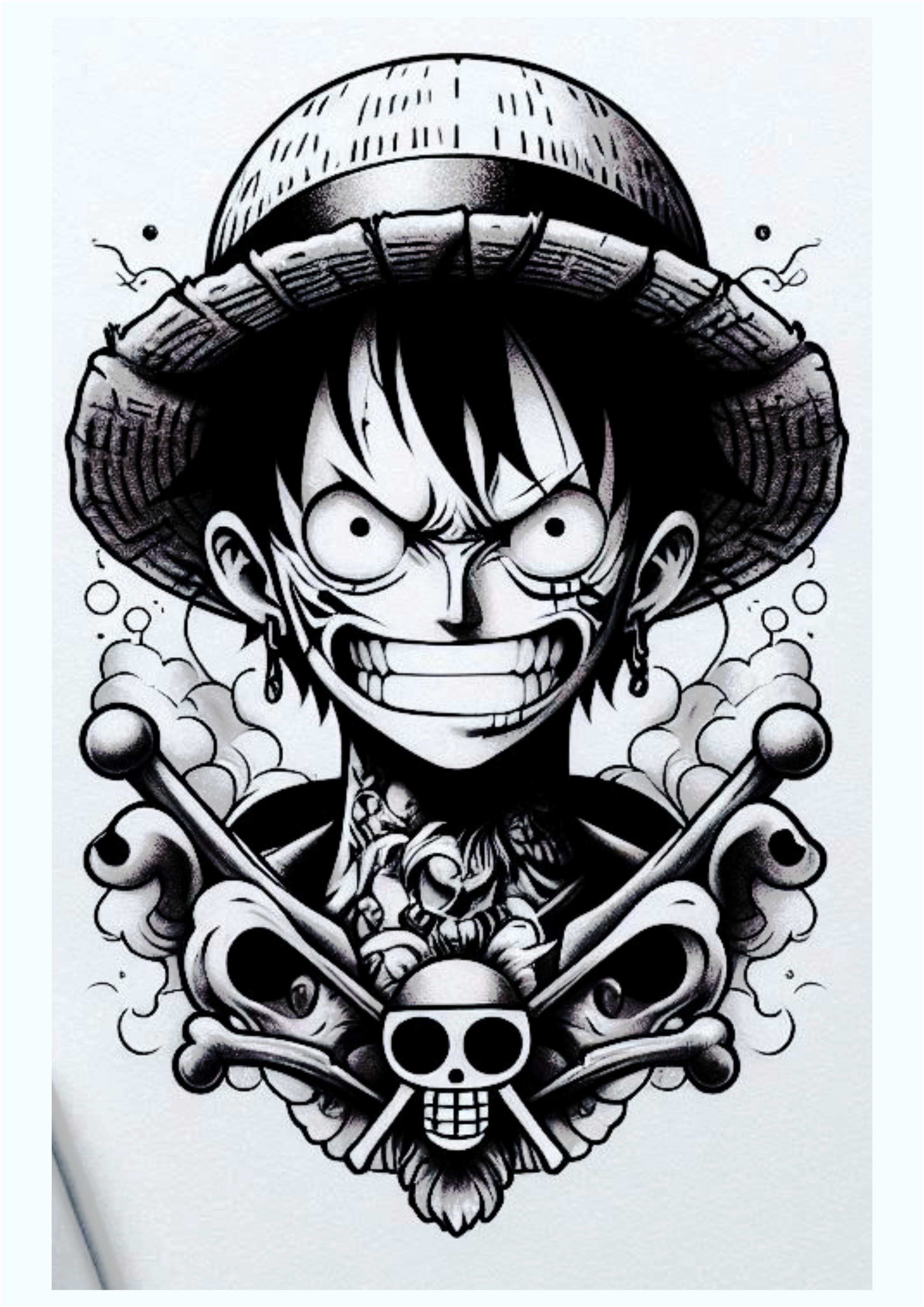 Monochrome One Piece Anime Tattoo Ideas png images