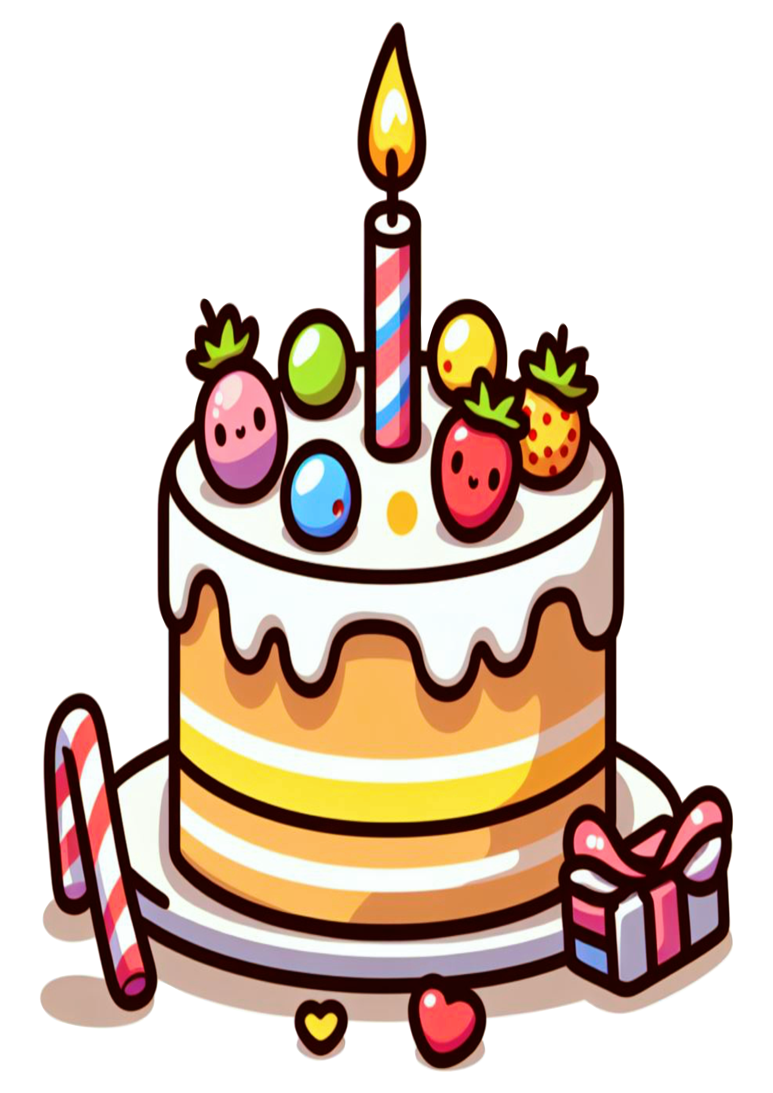 Desenho simples bolo de aniversário png