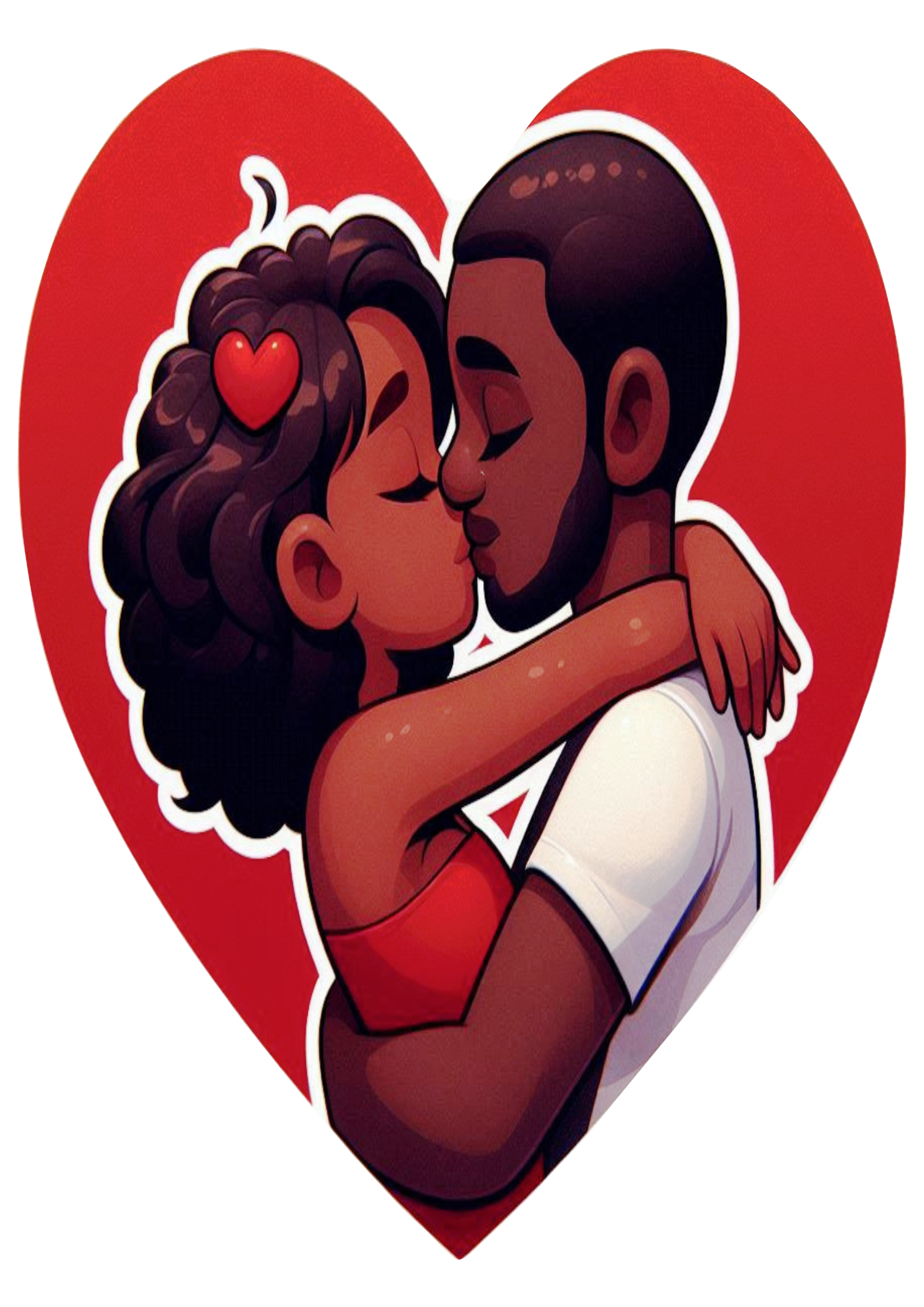 Coração casal apaixonado dia dos namorados png casal fofinho desenho fundo transparente clipart ilustração vetor negros